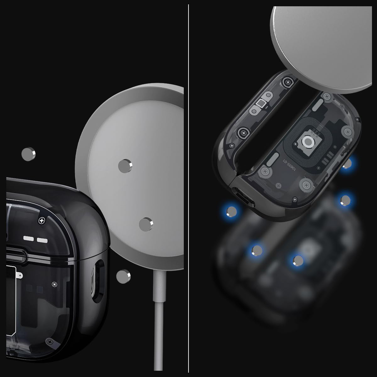 Schutzhülle für Apple AirPods Pro 2, Spigen Ultra Hybrid, Rauchfarben-Grau (Zero One)