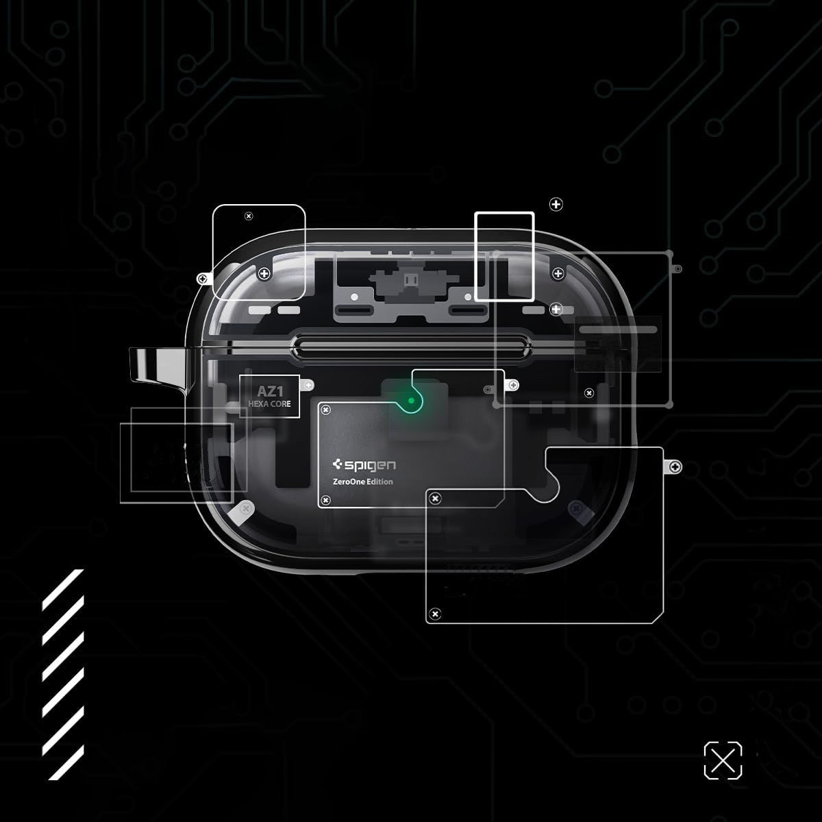 Schutzhülle für Apple AirPods Pro 2, Spigen Ultra Hybrid, Rauchfarben-Grau (Zero One)