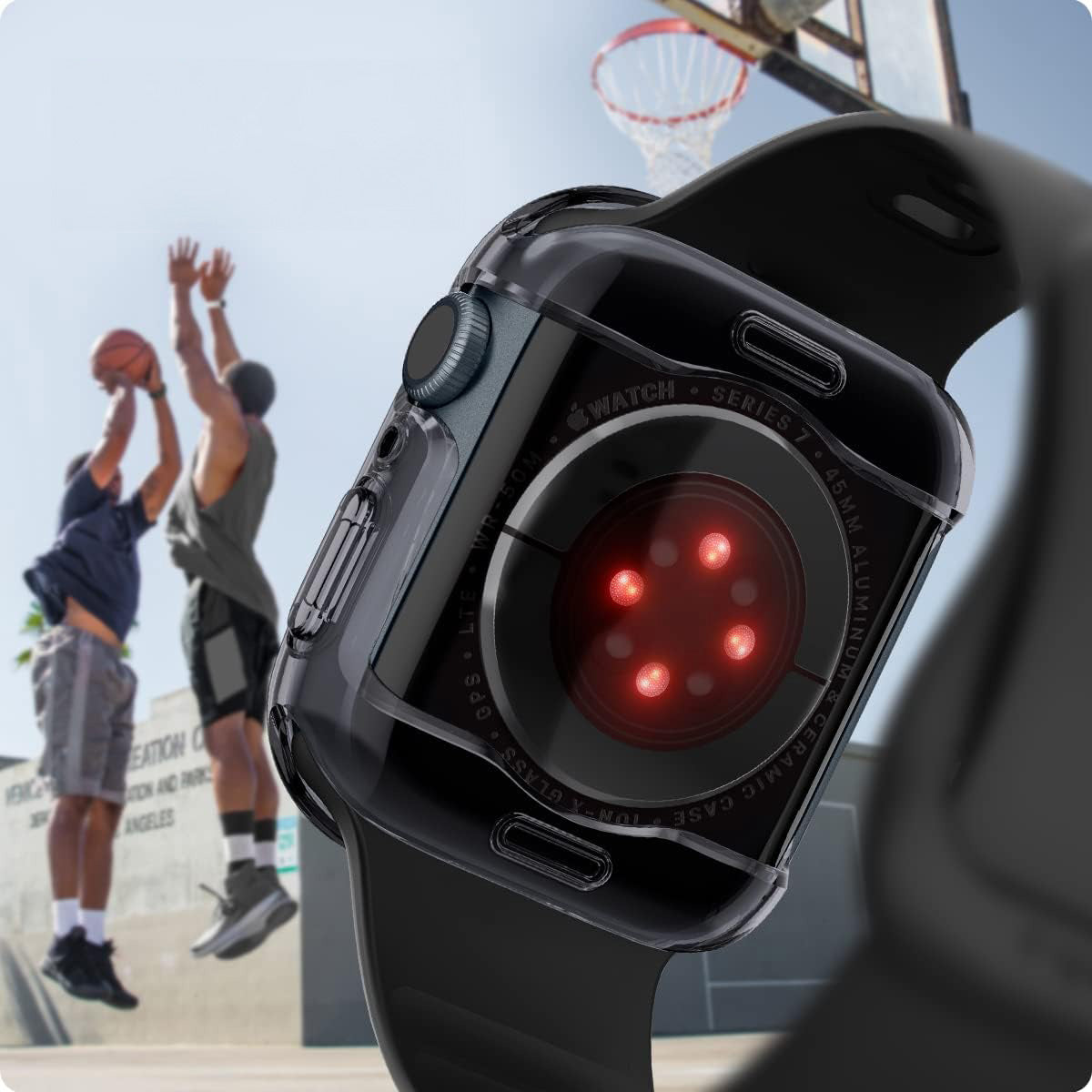 Schutzhülle Spigen Ultra Hybrid für Apple Watch 9 / 8 / 7 45 mm, Transparent-Grau
