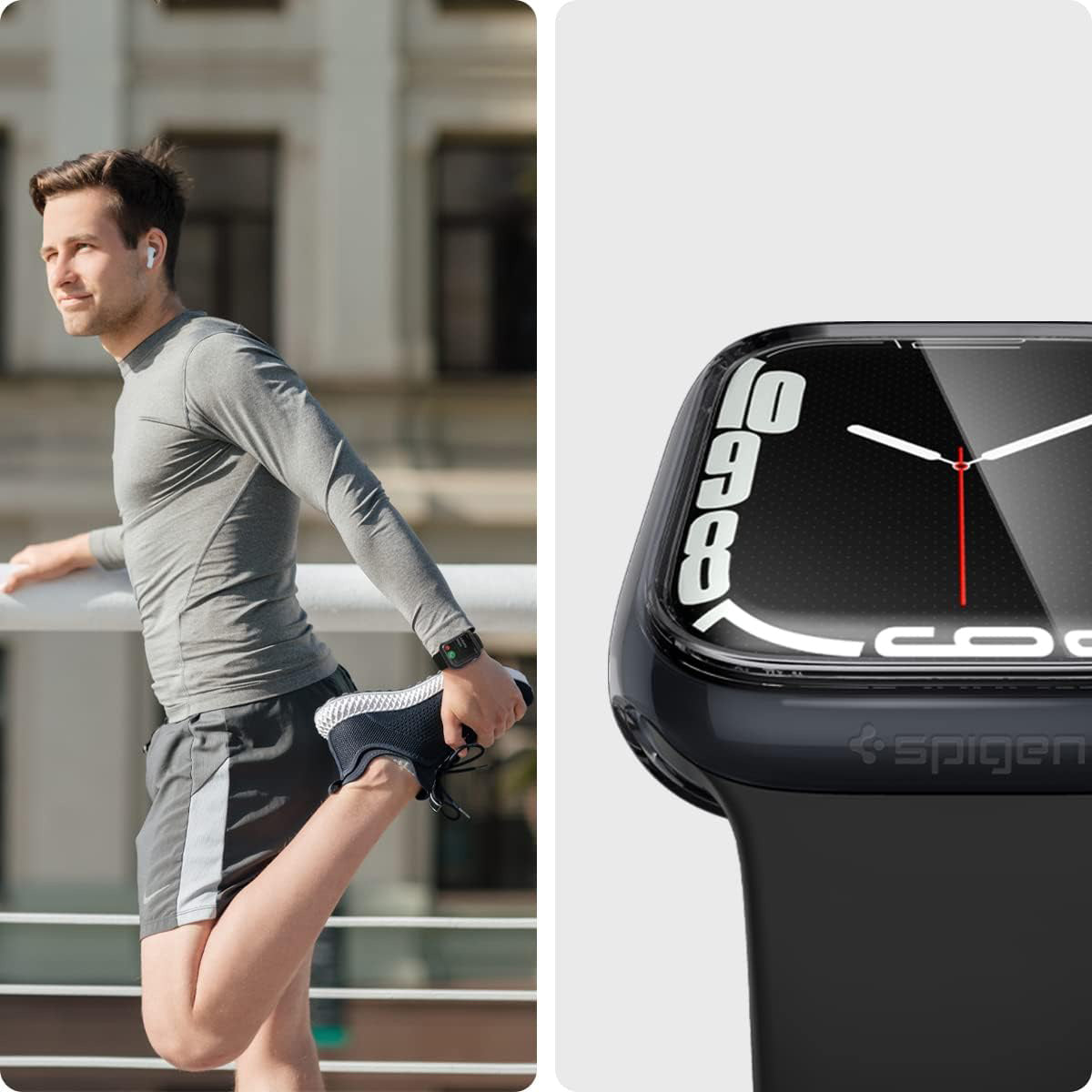 Schutzhülle Spigen Ultra Hybrid für Apple Watch 9 / 8 / 7 45 mm, Transparent-Grau