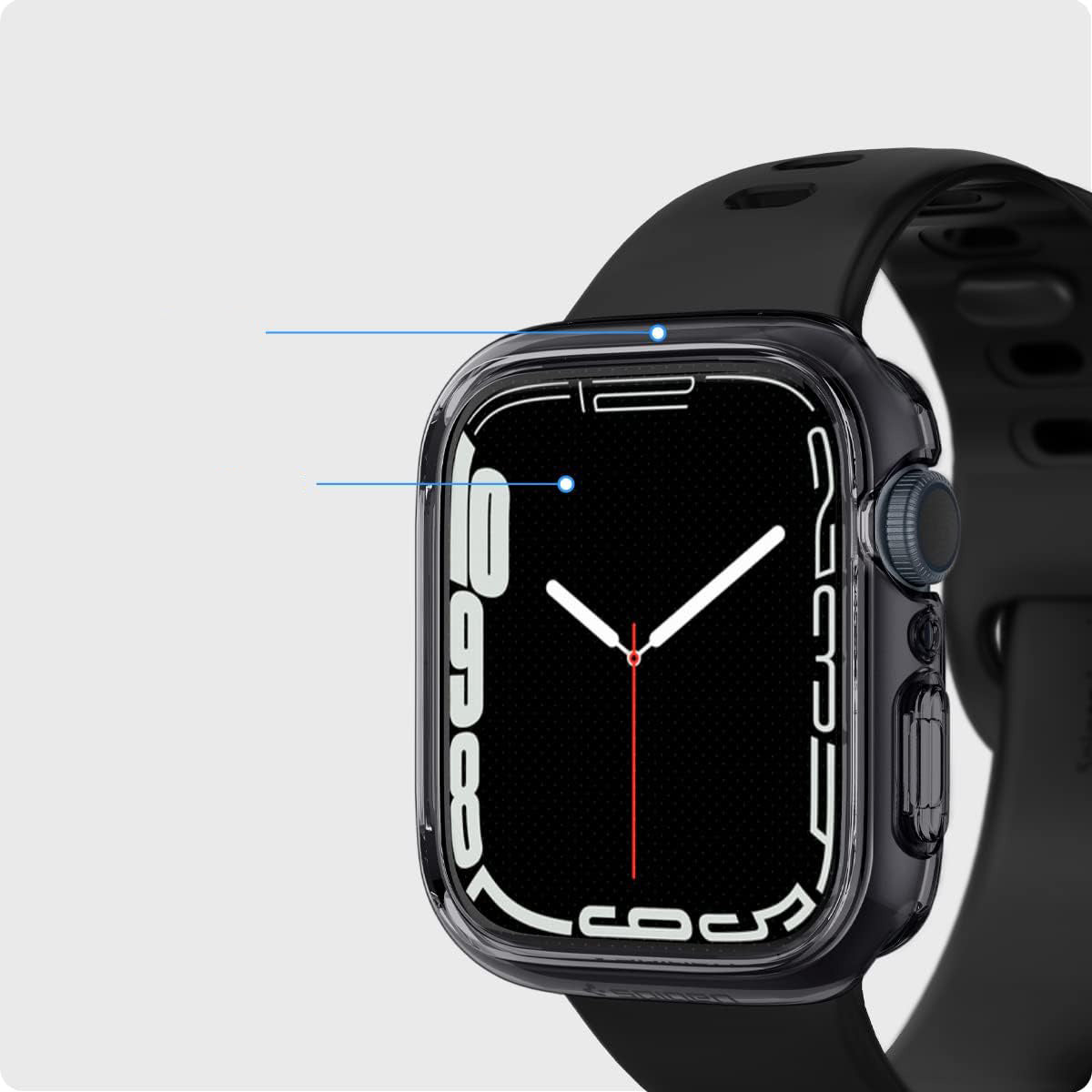 Schutzhülle Spigen Ultra Hybrid für Apple Watch 9 / 8 / 7 45 mm, Transparent-Grau