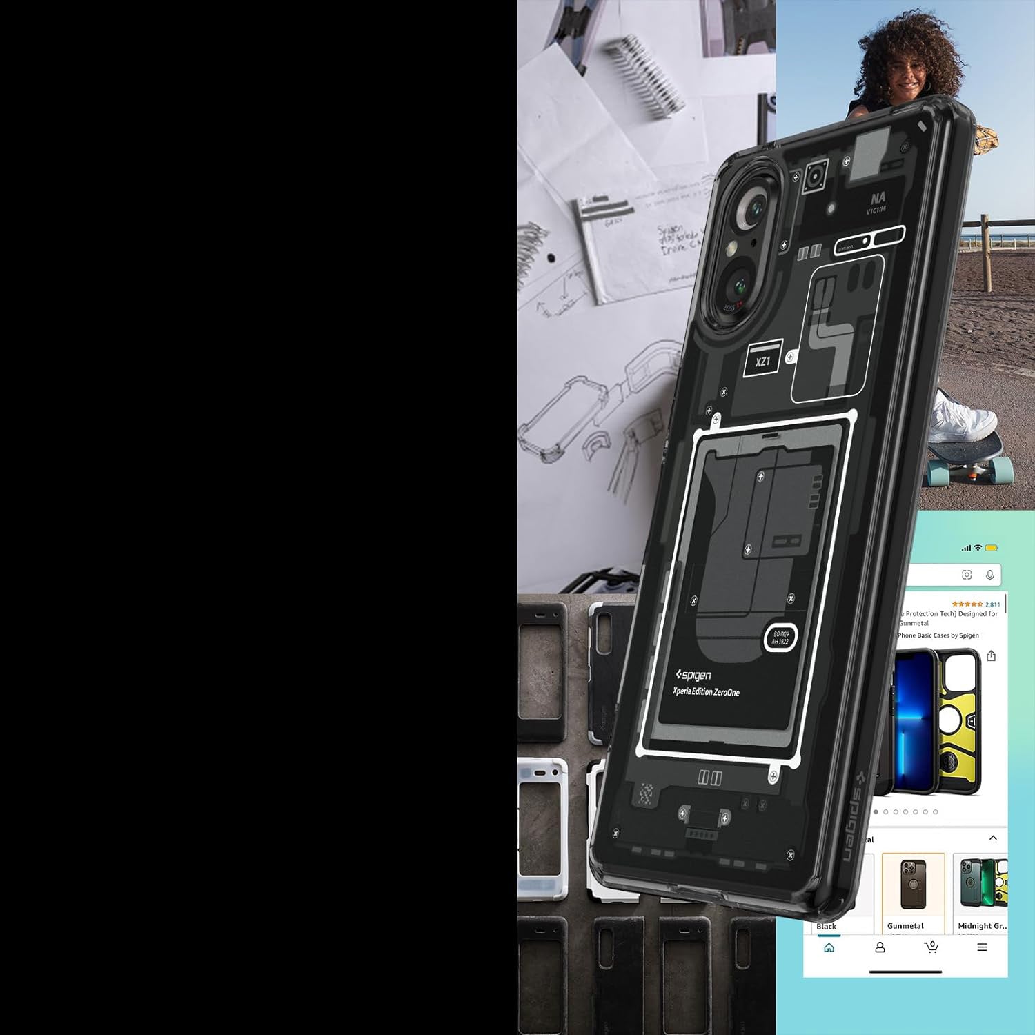 Schutzhülle Spigen Ultra Hybrid für Xperia 5 V, Rauchfarben-Grau (Zero One)