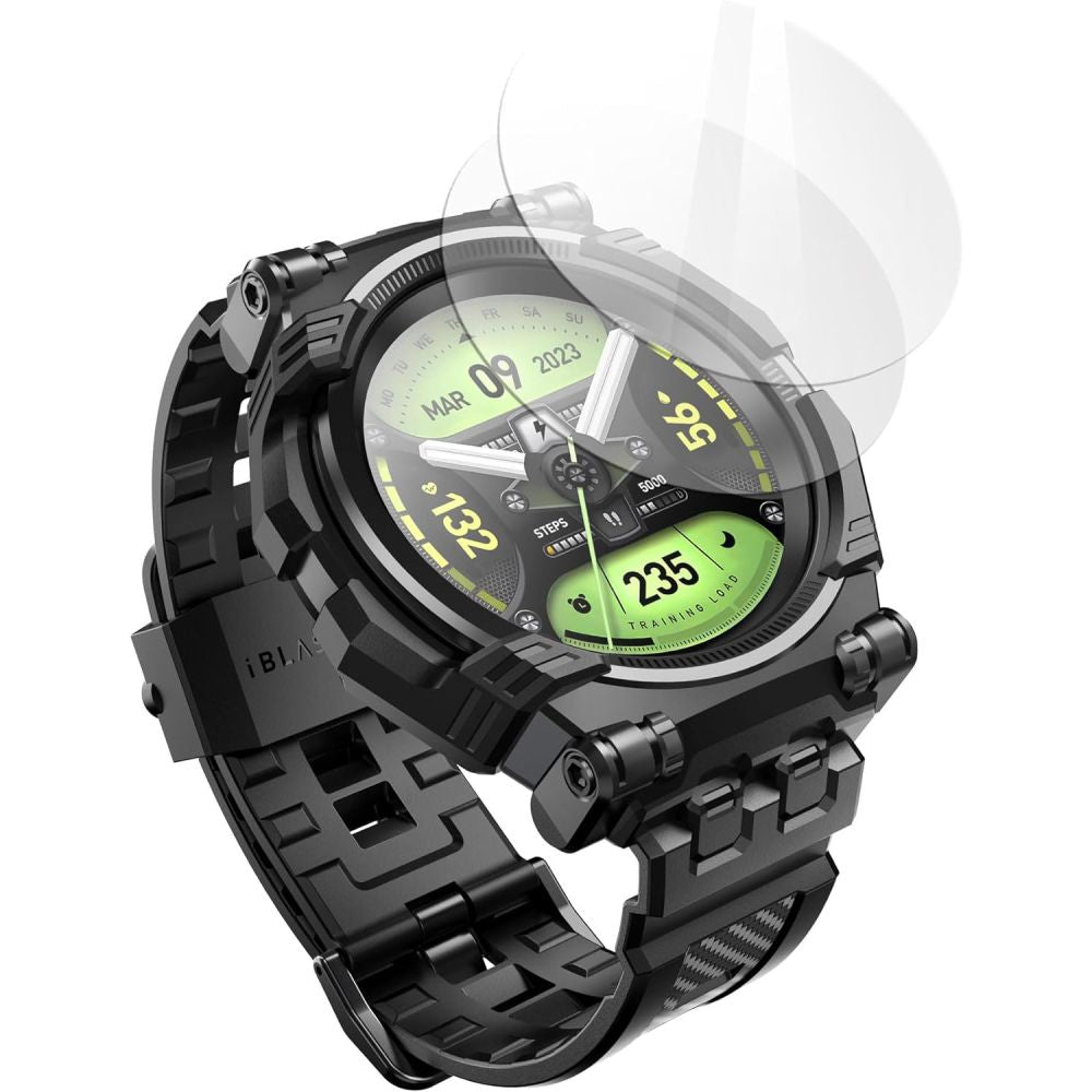 Schutzhülle mit Armband + 2x Glas Supcase i-Blason Armorbox für Galaxy Watch 6 Classic 47mm, Schwarz