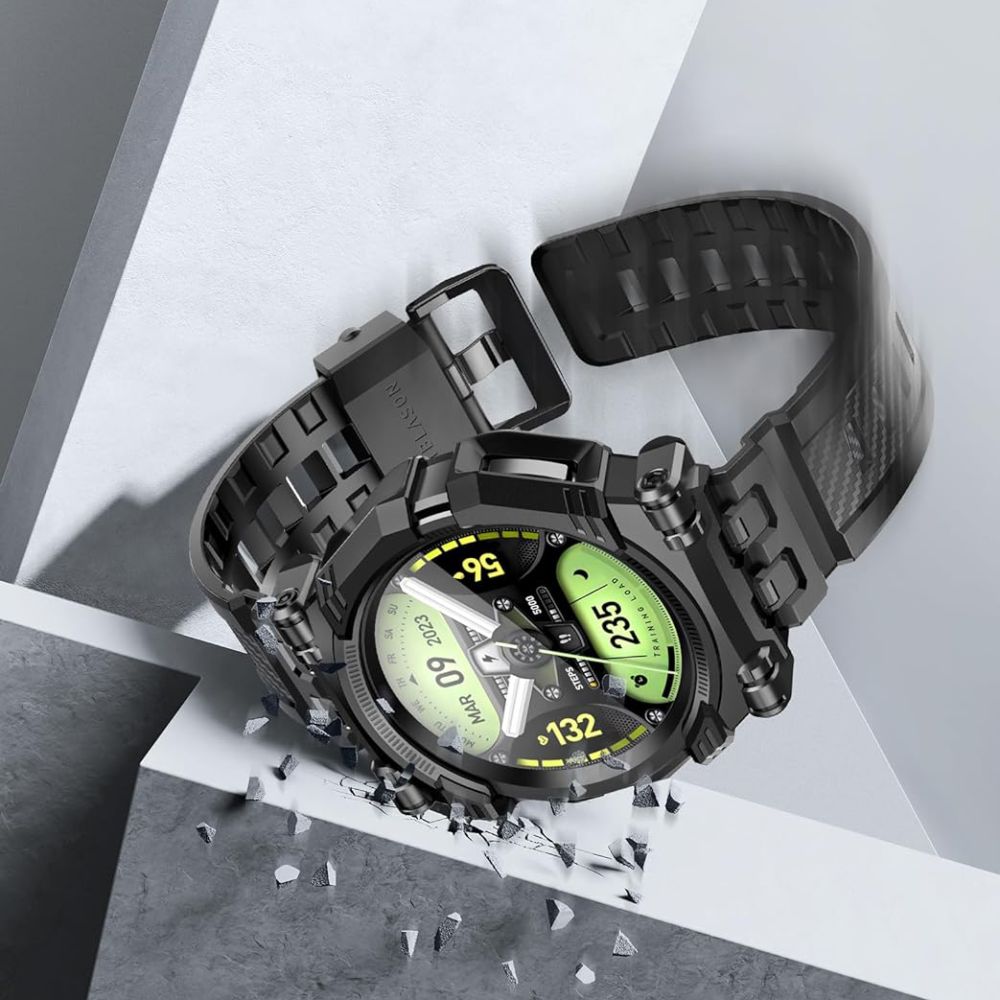 Schutzhülle mit Armband + 2x Glas Supcase i-Blason Armorbox für Galaxy Watch 6 Classic 47mm, Schwarz