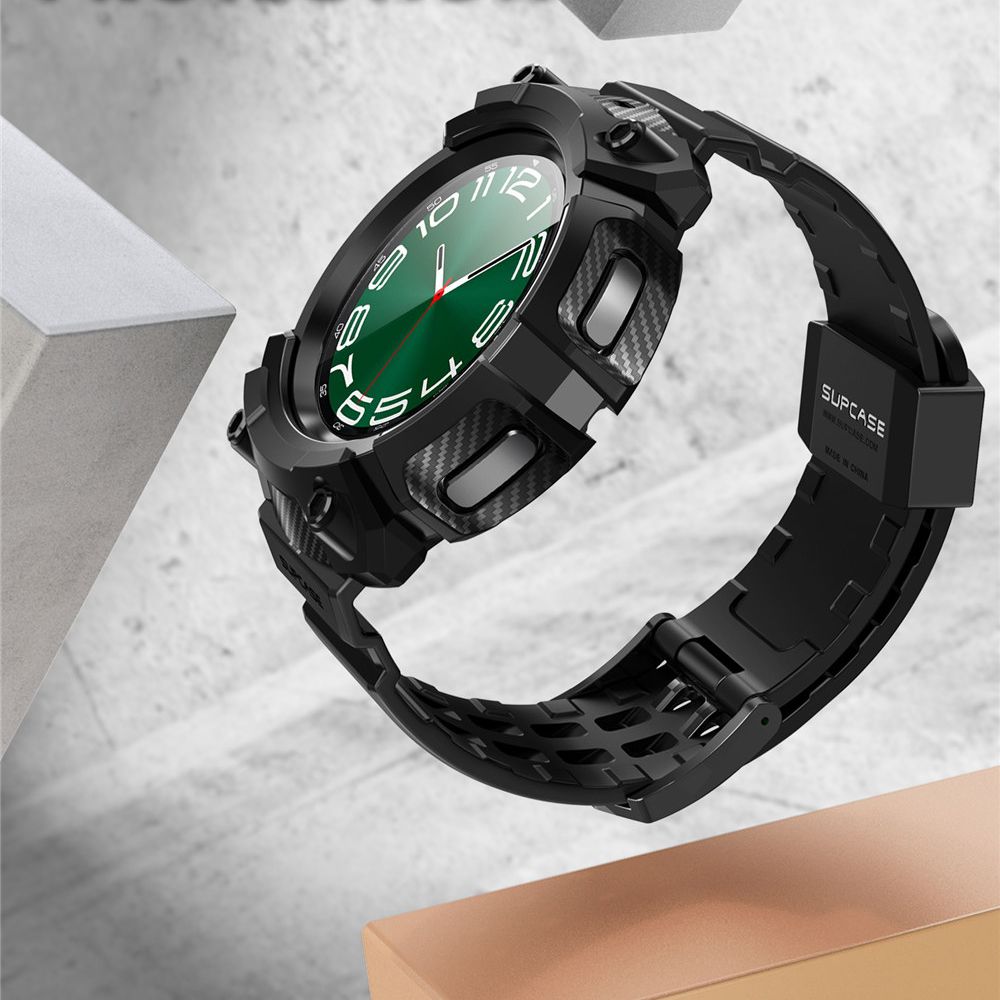 Schutzhülle mit Armband + 2x Glas Supcase UB Pro für Galaxy Watch 6 Classic 47mm, Schwarz