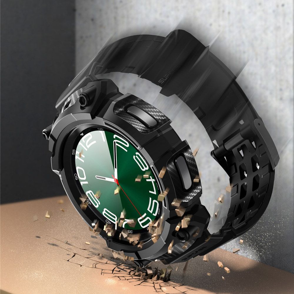Schutzhülle mit Armband + 2x Glas Supcase UB Pro für Galaxy Watch 6 Classic 47mm, Schwarz