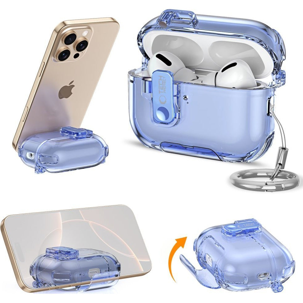 Schutzhülle für Apple AirPods Pro 3, Tech-Protect Bounce Pro, Transparent-Blau
