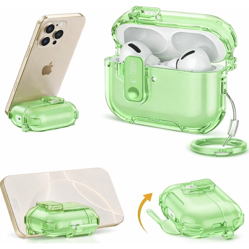 Schutzhülle für Apple AirPods Pro 3, Tech-Protect Bounce Pro, Transparent-Grün