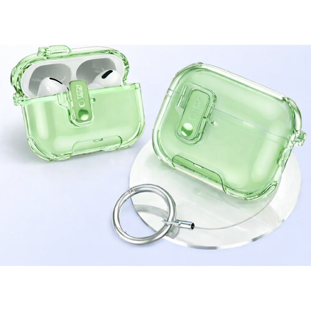 Schutzhülle für Apple AirPods Pro 3, Tech-Protect Bounce Pro, Transparent-Grün