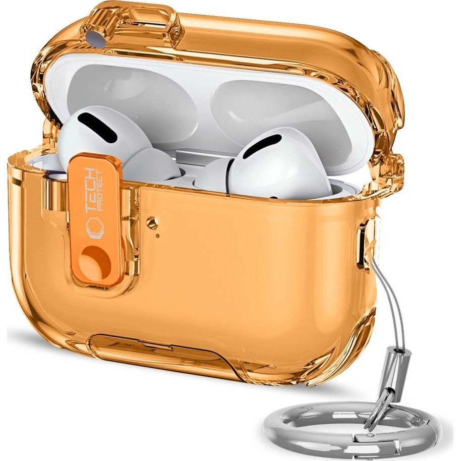 Schutzhülle für Apple AirPods Pro 3, Tech-Protect Bounce Pro, Transparent-Orange