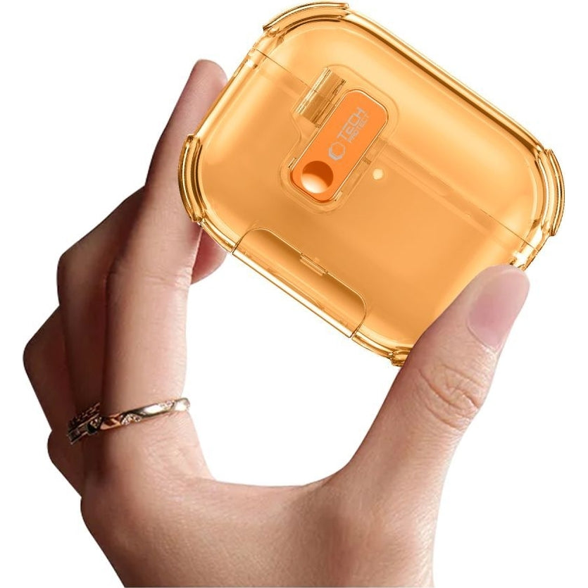 Schutzhülle für Apple AirPods Pro 3, Tech-Protect Bounce Pro, Transparent-Orange