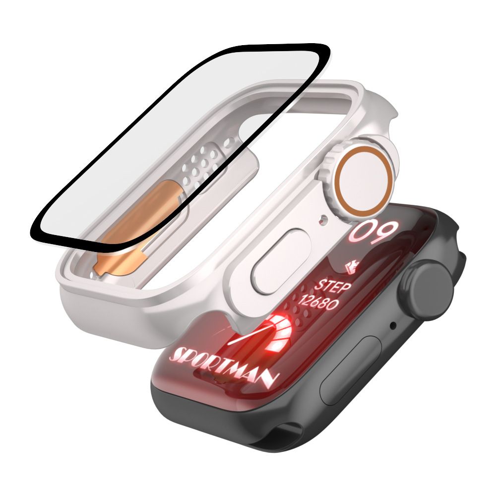 Schutzhülle + Glas Tech Protect 360Defense für Apple Watch 45 mm, Silber