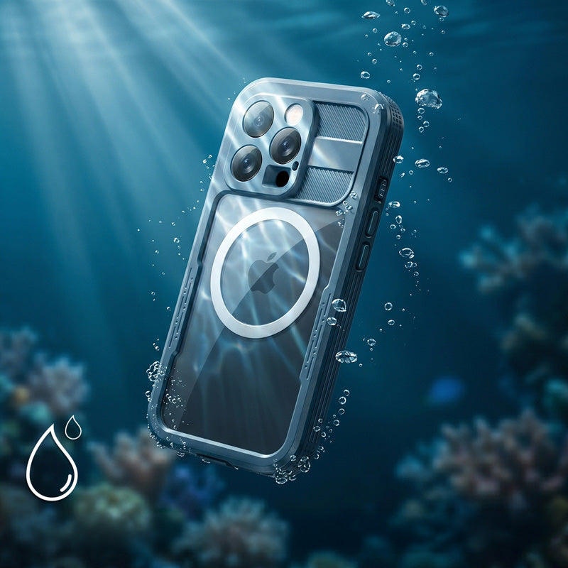 Handyhülle Wasserdicht für iPhone 16 Pro, Crong Seal Cover, Blau