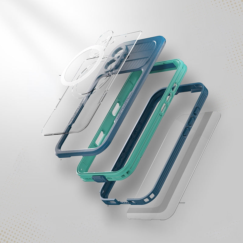Handyhülle Wasserdicht für iPhone 16 Pro, Crong Seal Cover, Blau
