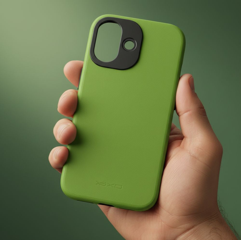 Handyhülle für iPhone 17, YAXO Leather Gear Slim Case MagSafe, Grün