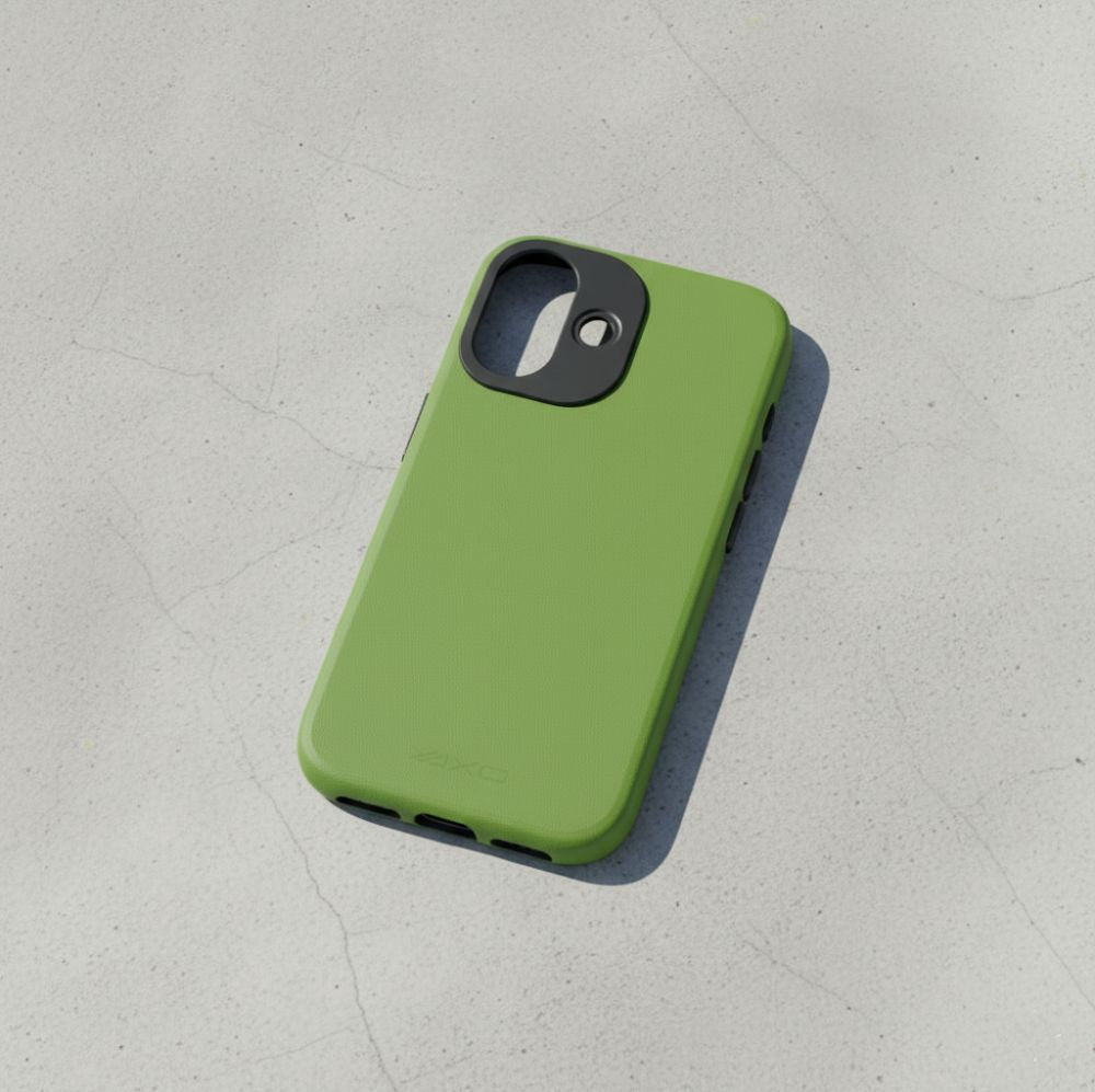Handyhülle für iPhone 17, YAXO Leather Gear Slim Case MagSafe, Grün
