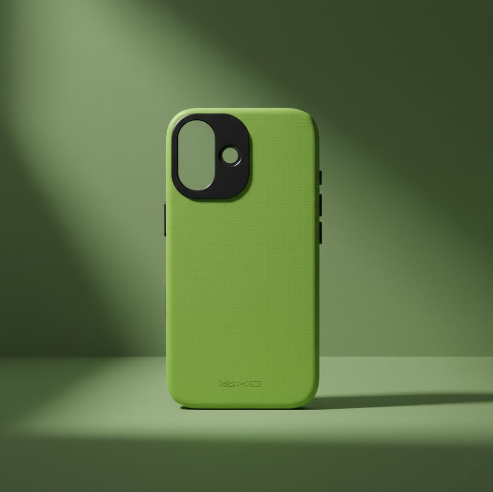 Handyhülle für iPhone 17, YAXO Leather Gear Slim Case MagSafe, Grün