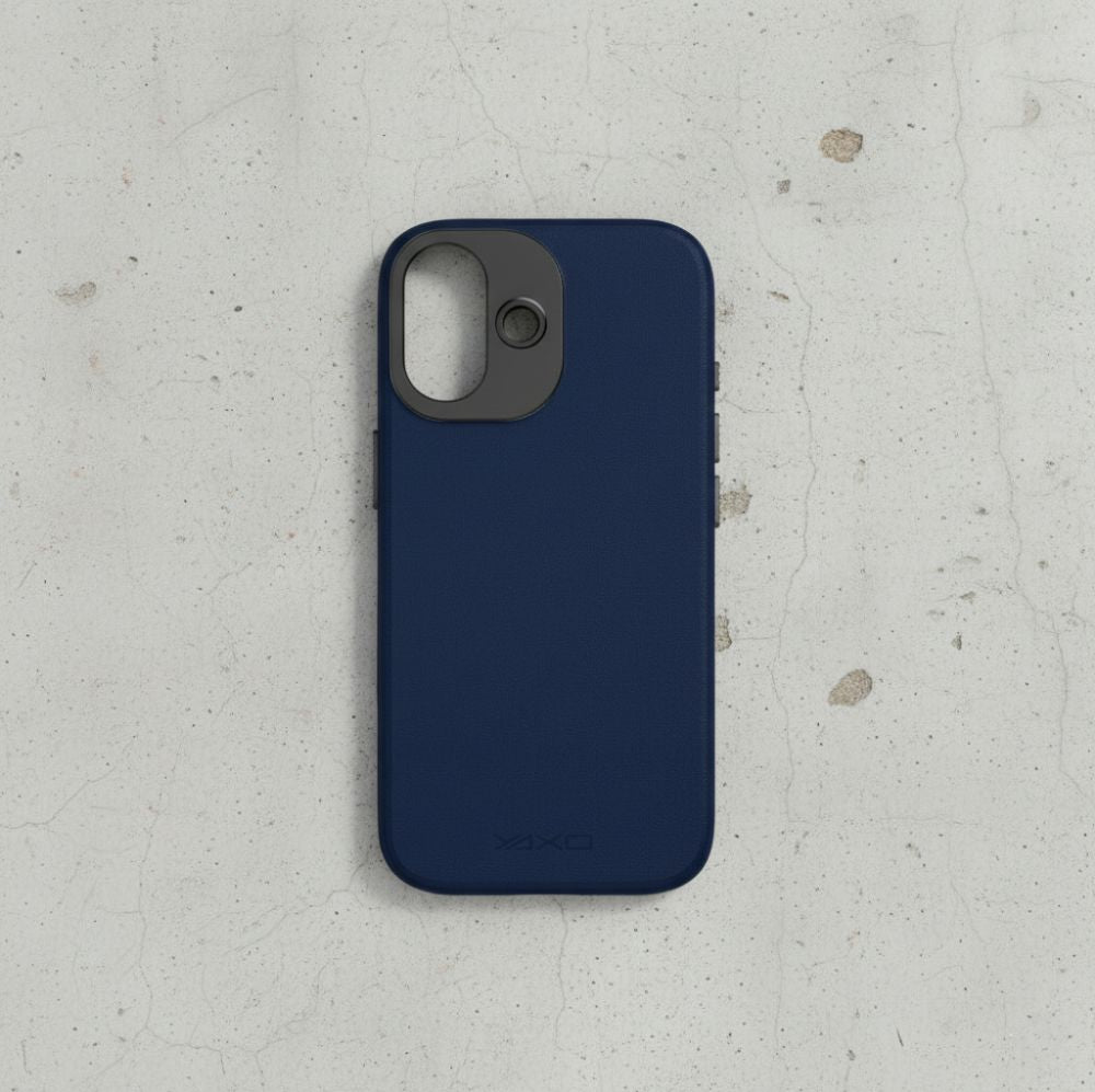 Handyhülle für iPhone 17, YAXO Leather Gear Slim Case MagSafe, Blau