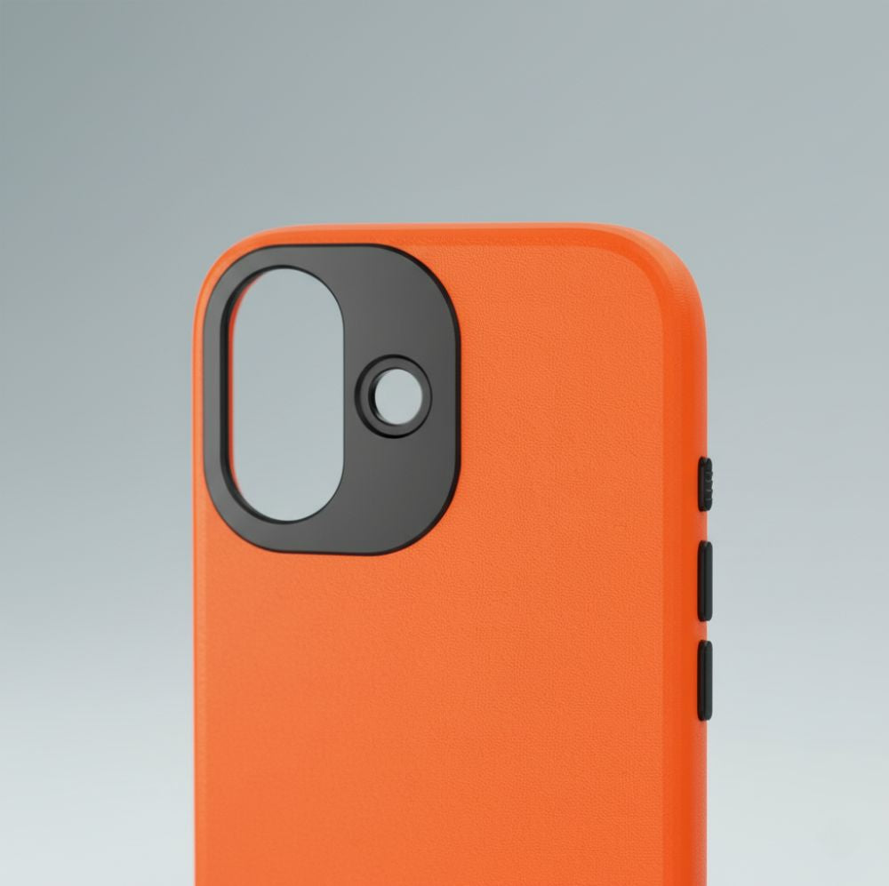 Handyhülle für iPhone 17, YAXO Leather Gear Slim Case MagSafe, Orange