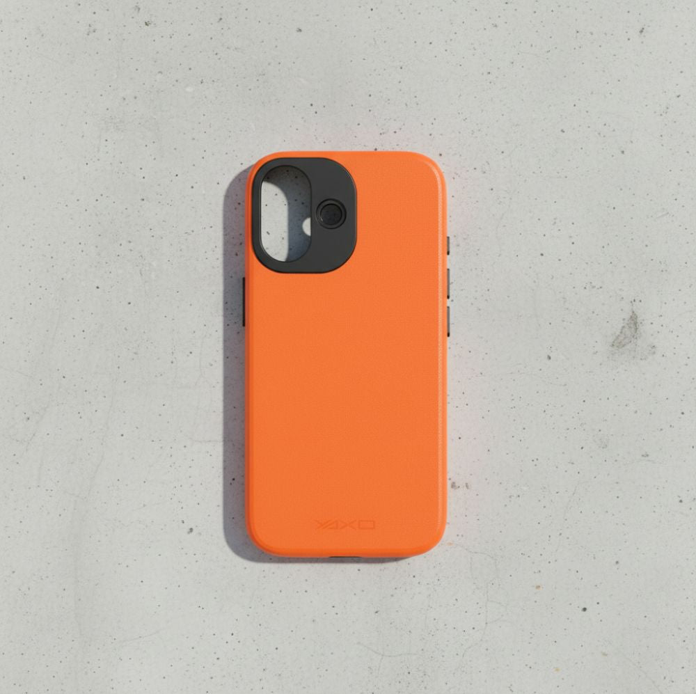 Handyhülle für iPhone 17, YAXO Leather Gear Slim Case MagSafe, Orange