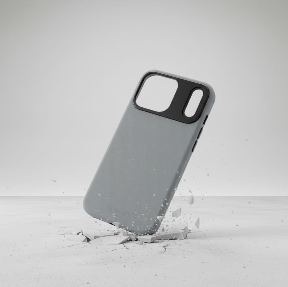 Handyhülle für iPhone 17 Pro, YAXO Leather Gear Slim Case MagSafe, Grau