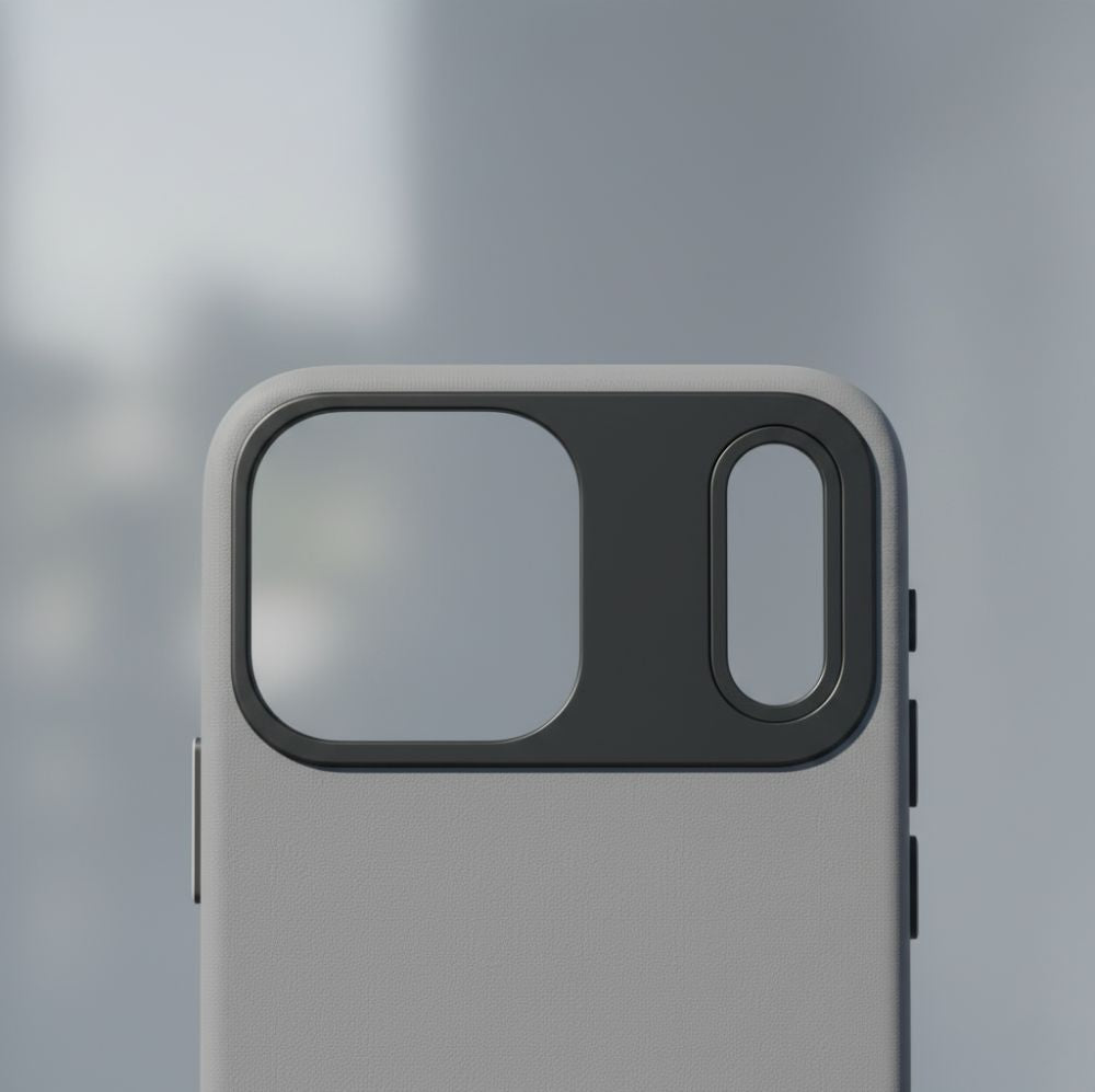 Handyhülle für iPhone 17 Pro, YAXO Leather Gear Slim Case MagSafe, Grau