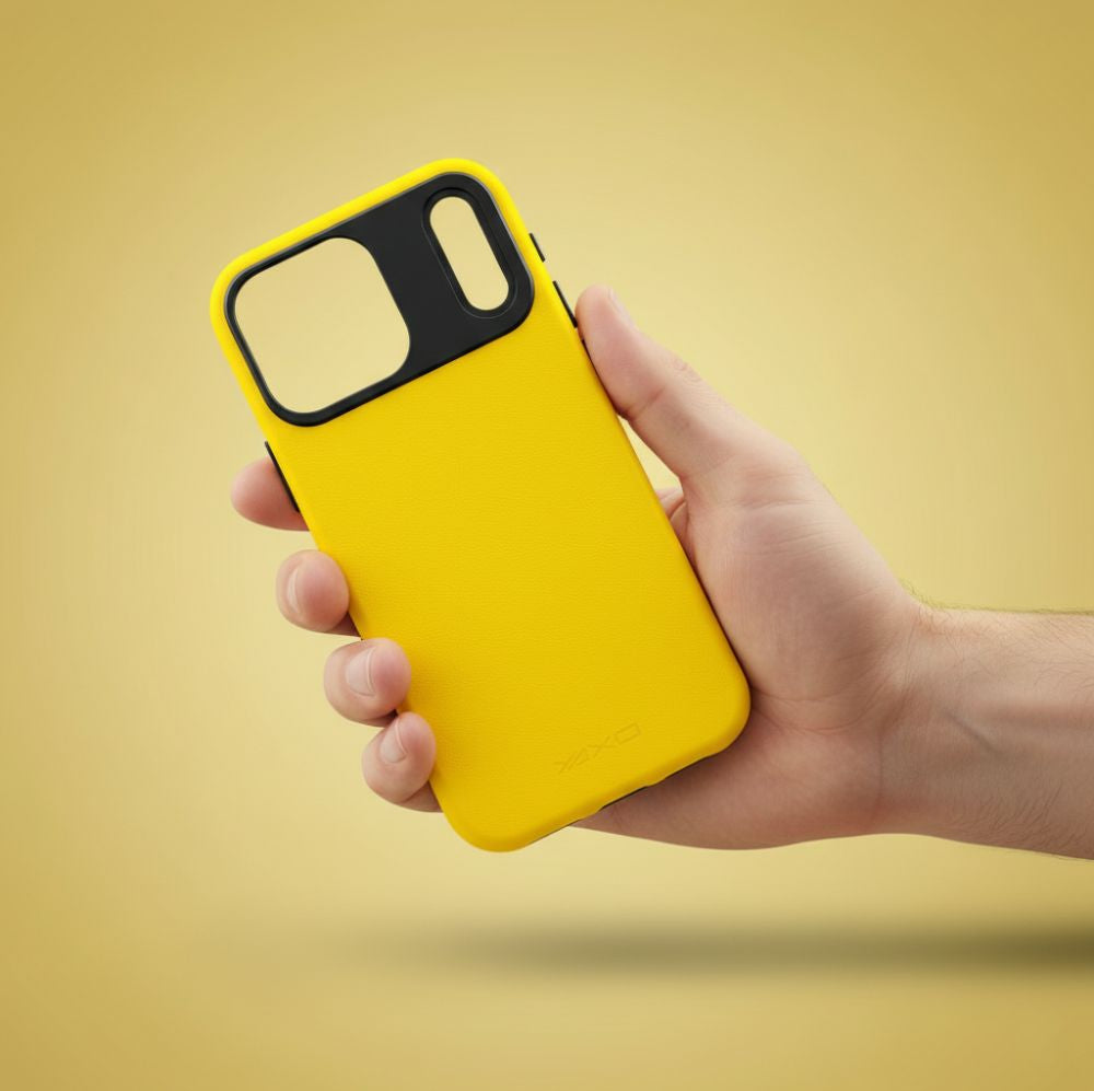 Handyhülle für iPhone 17 Pro, YAXO Leather Gear Slim Case MagSafe, Gelb