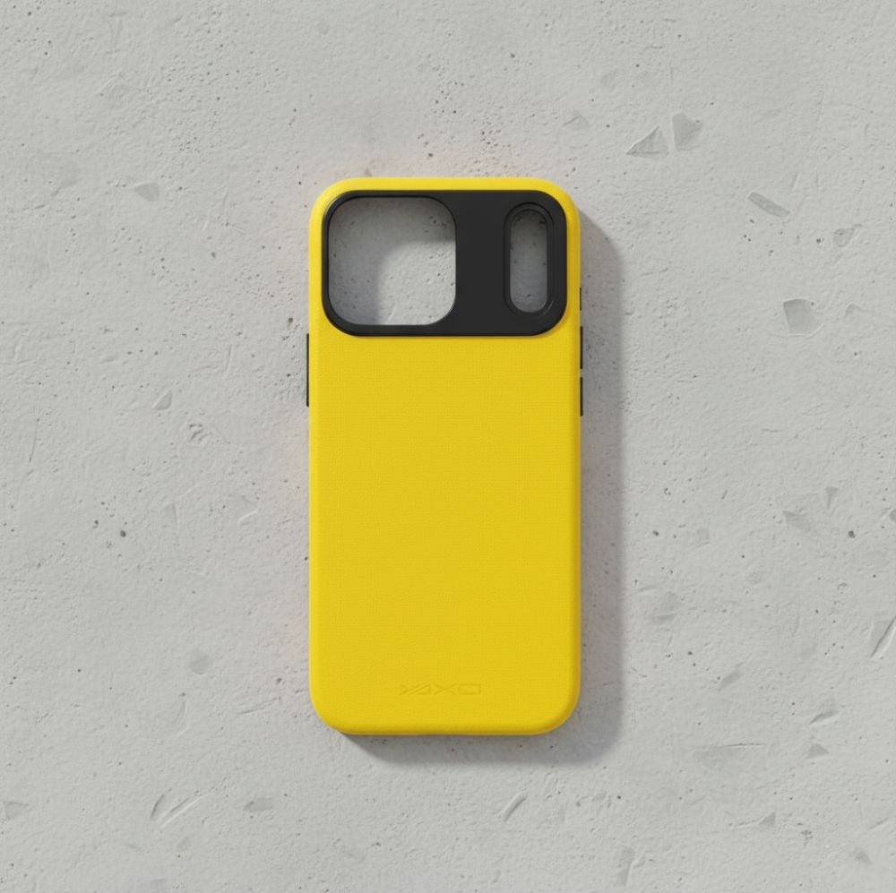 Handyhülle für iPhone 17 Pro, YAXO Leather Gear Slim Case MagSafe, Gelb