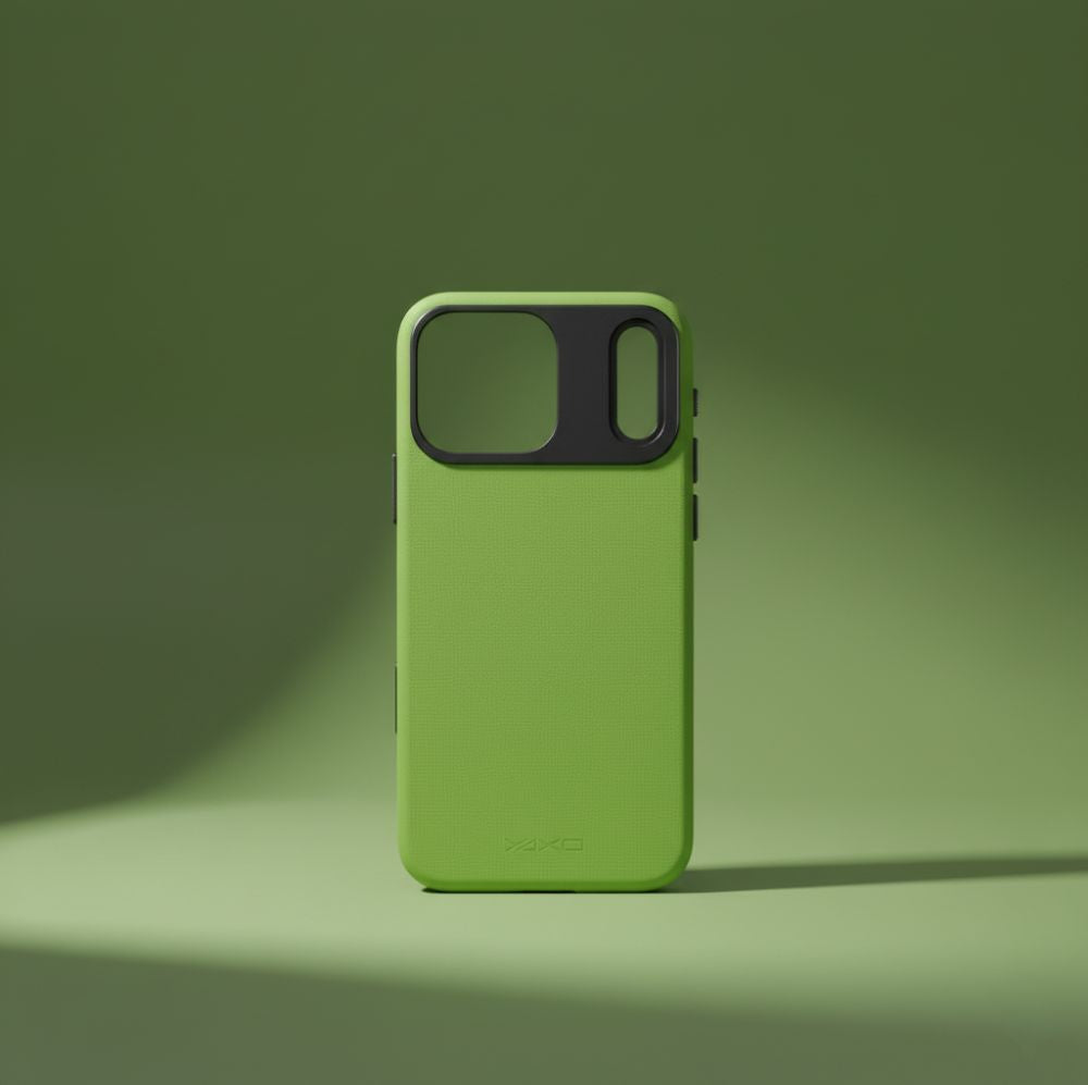 Handyhülle für iPhone 17 Pro Max, YAXO Leather Gear Slim Case MagSafe, Grün
