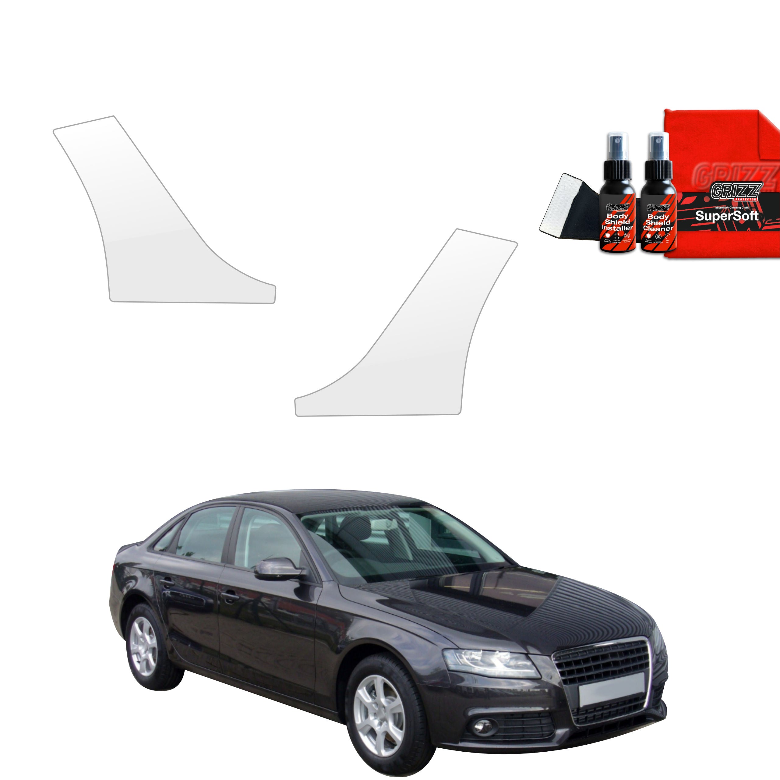 2in1 Schutzfolie Grizz Protector für hinteren & vorderen Seitenschwelle - Audi A4 B8 Sedan (2007-2011)