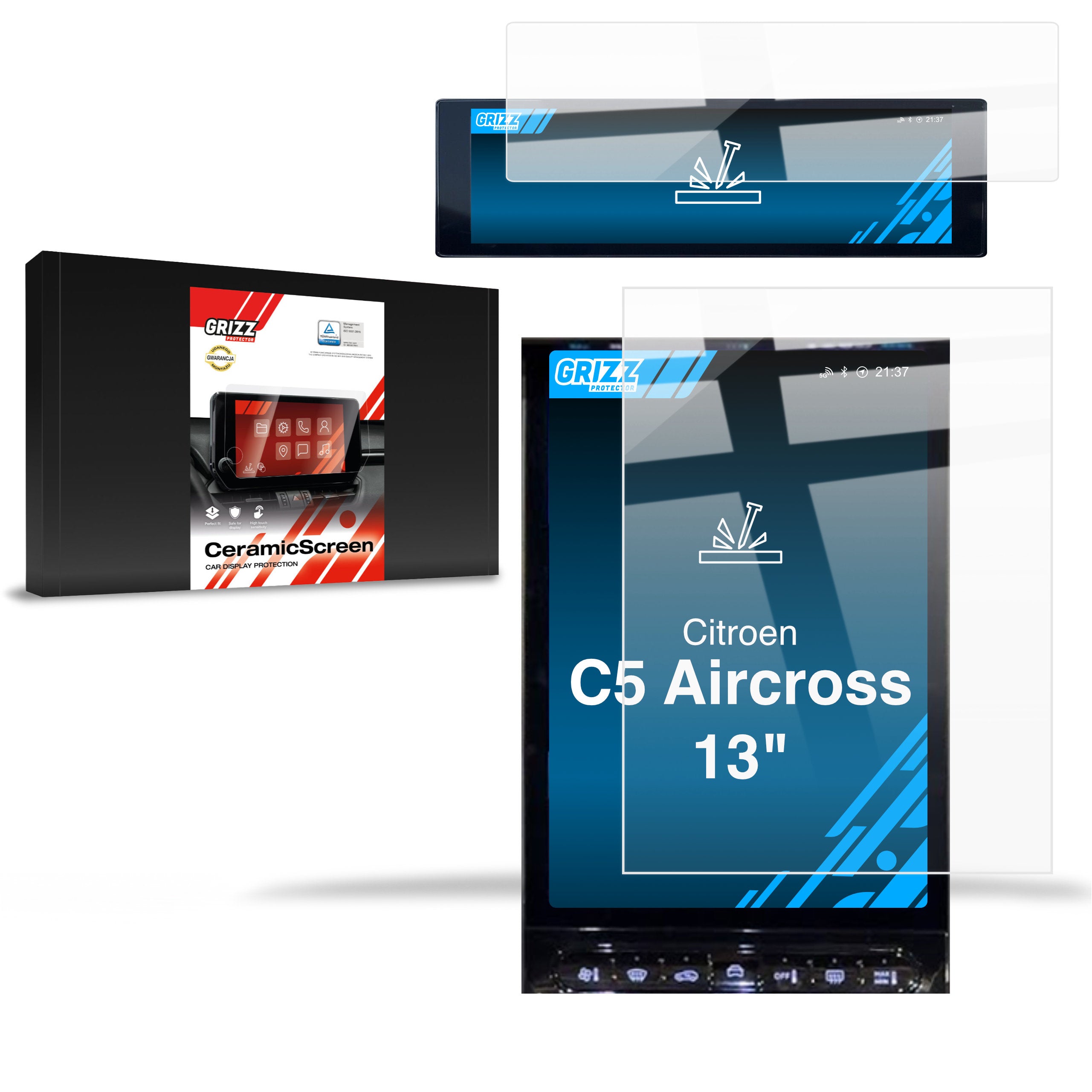 Keramische Autodisplayfolie 2in1 für Citroen C5 Aircross 13" (2026), Grizz Protector