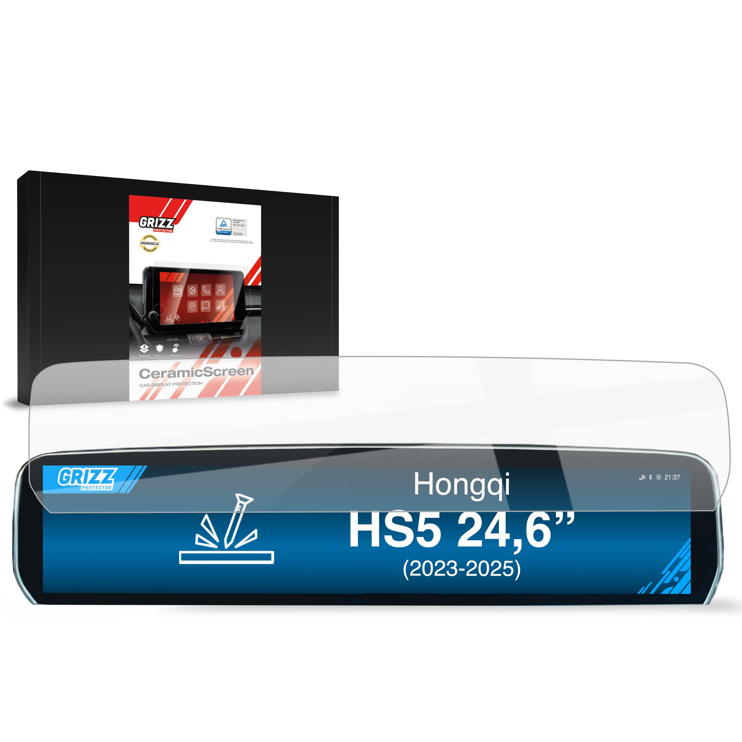 Keramische Autodisplayfolie für Hongqi HS5 24,6" (2023-2026), Grizz Protector