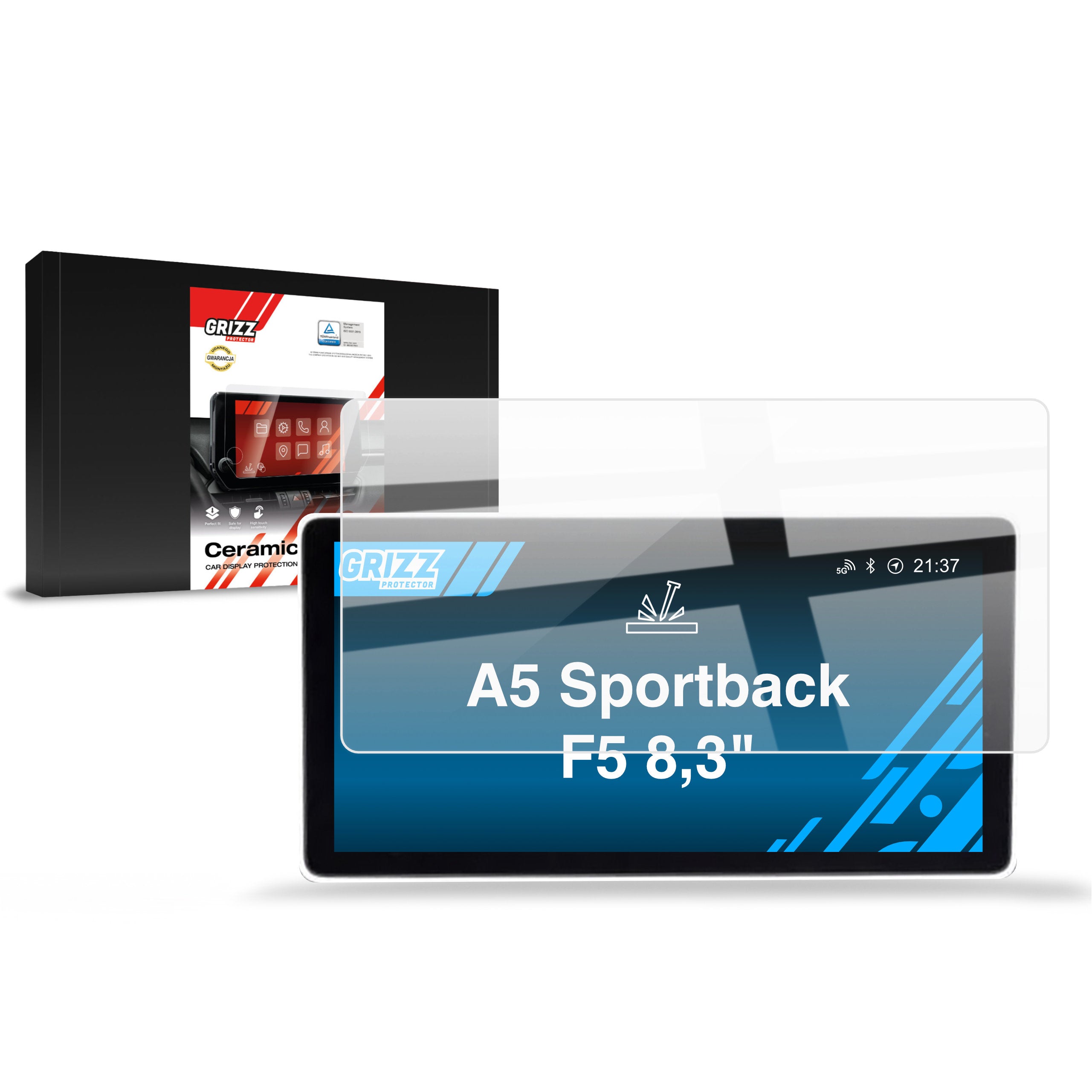 Keramische Autodisplayfolie für Audi A5 Sportback F5 MMI 8,3" (2016-2019), Grizz Protector