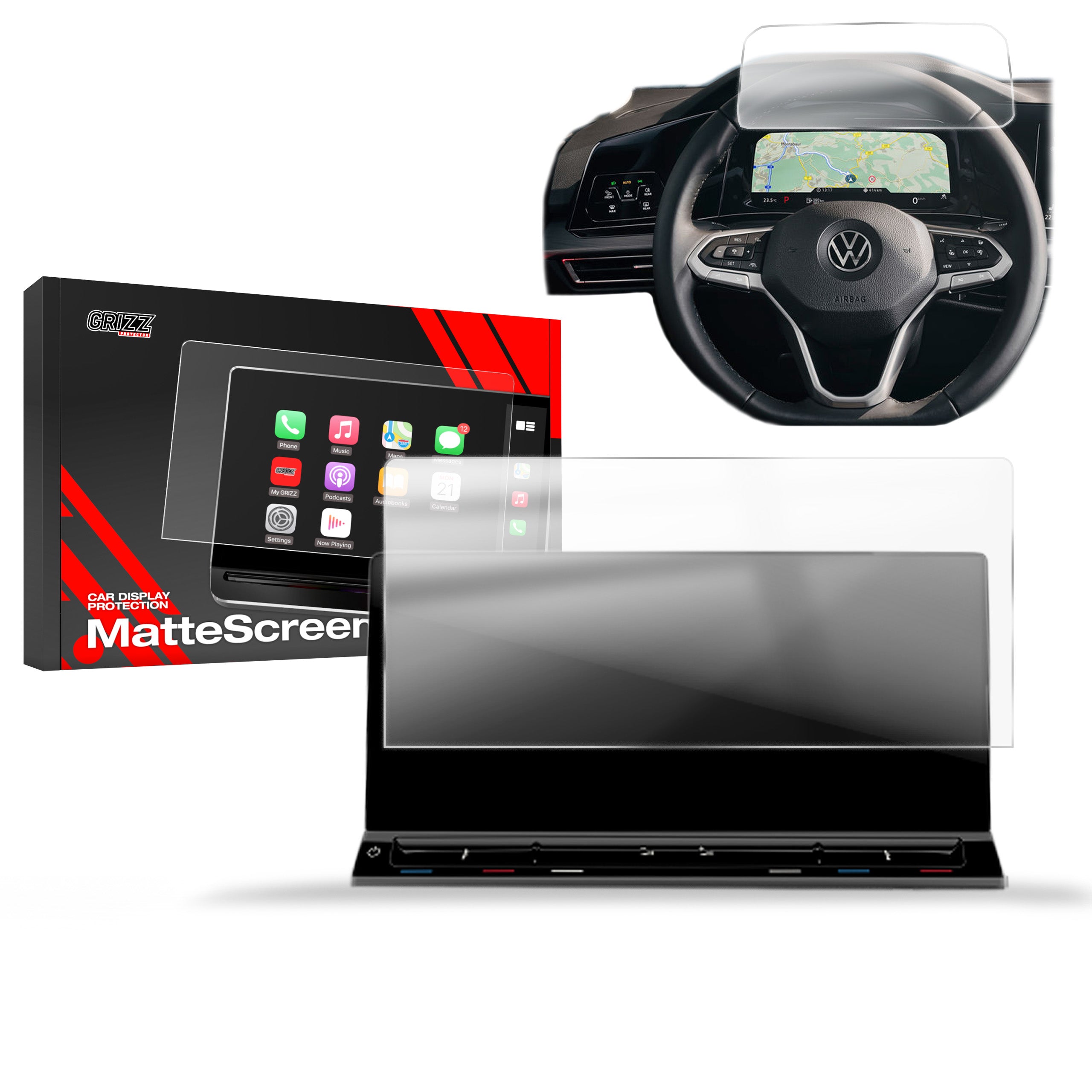 Matte Autodisplayfolie 2in1 für Volkswagen Multivan T7 10" (2021-2024), Grizz Protector