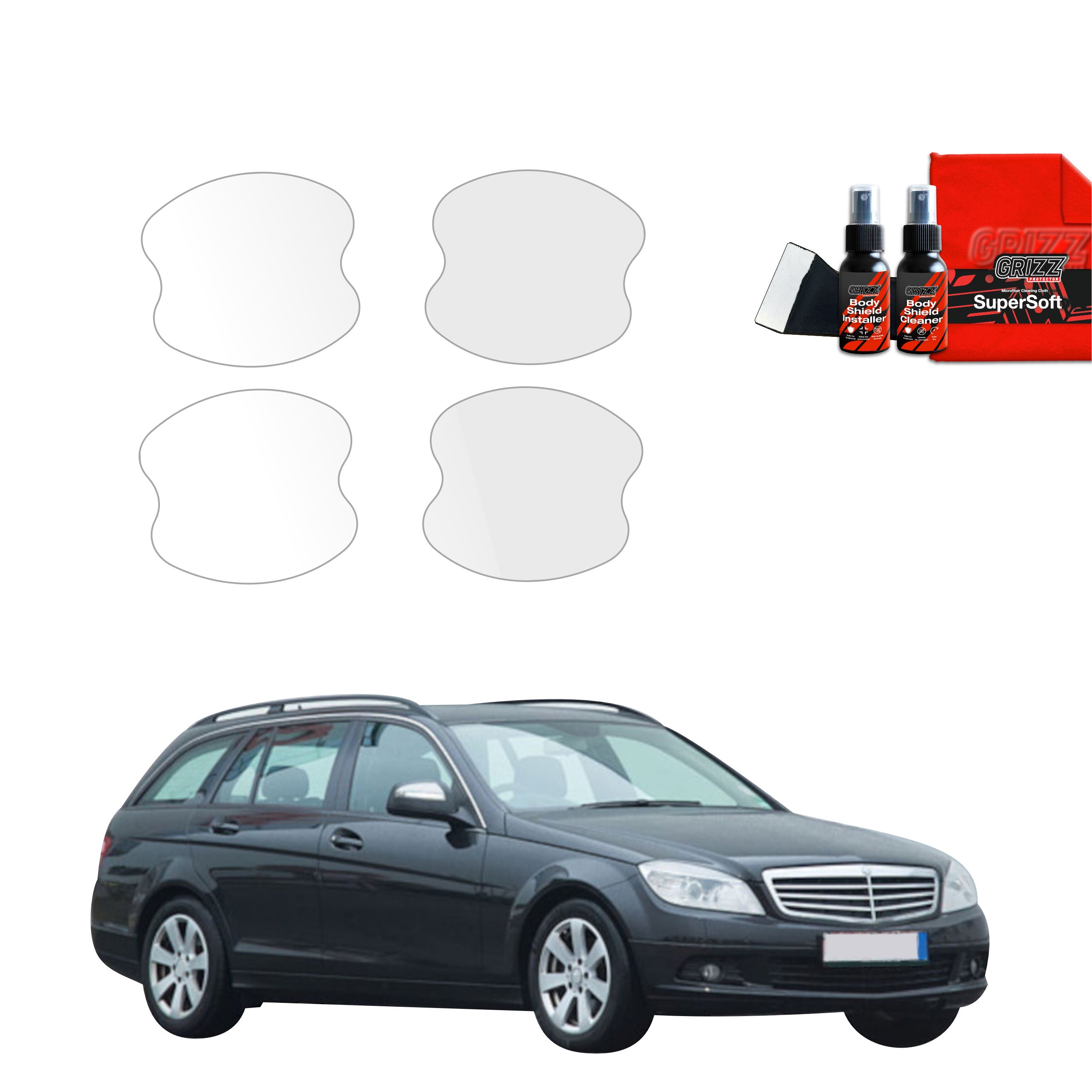 4in1 Schutzfolie Grizz Protector für Türgriffmulden - Mercedes Benz C Klasse S204 Kombi (2007-2011)