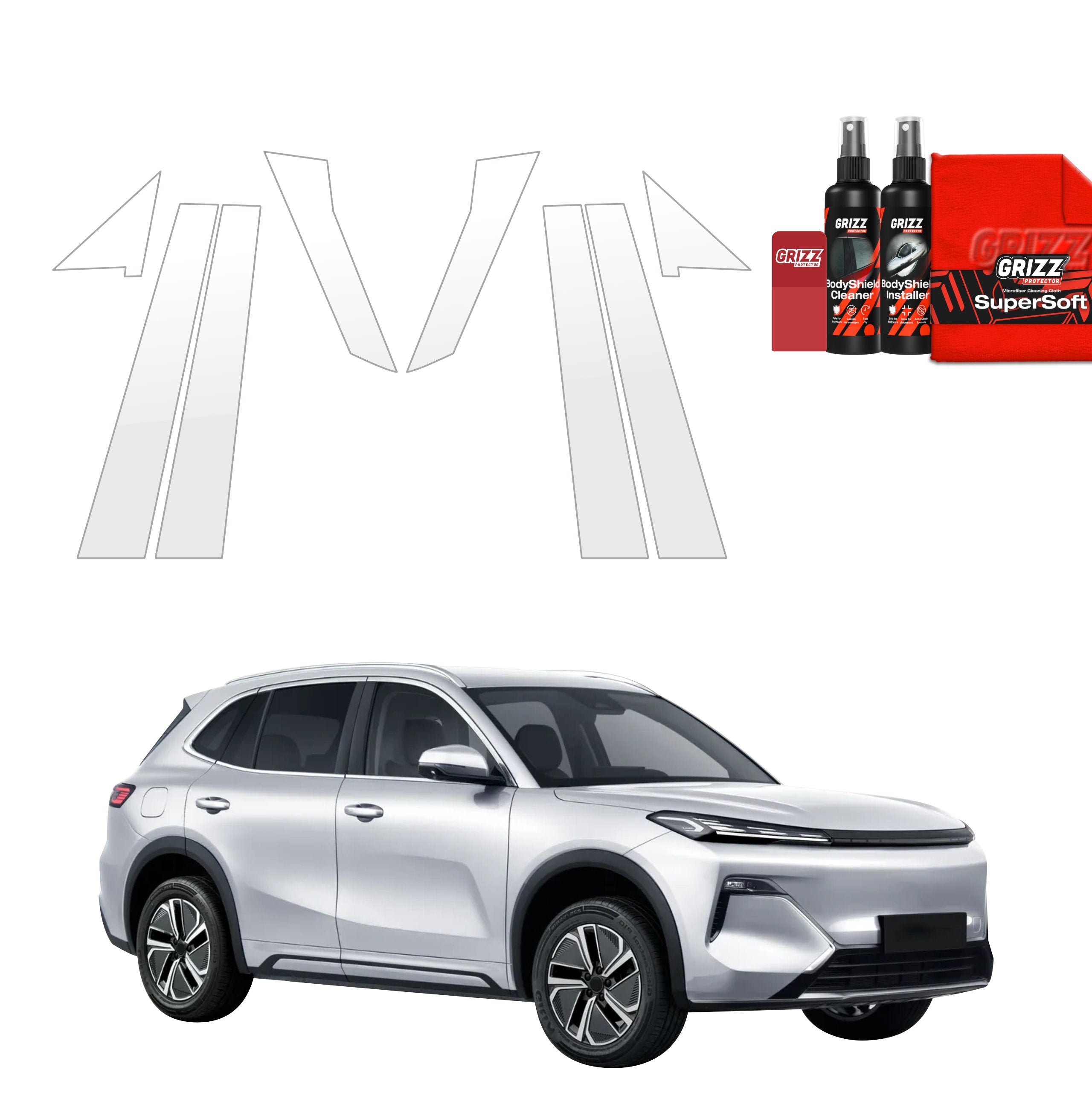 8in1 Schutzfolie Grizz Protector für B-C-Säule - Geely Starray EM-i (2025-2026)