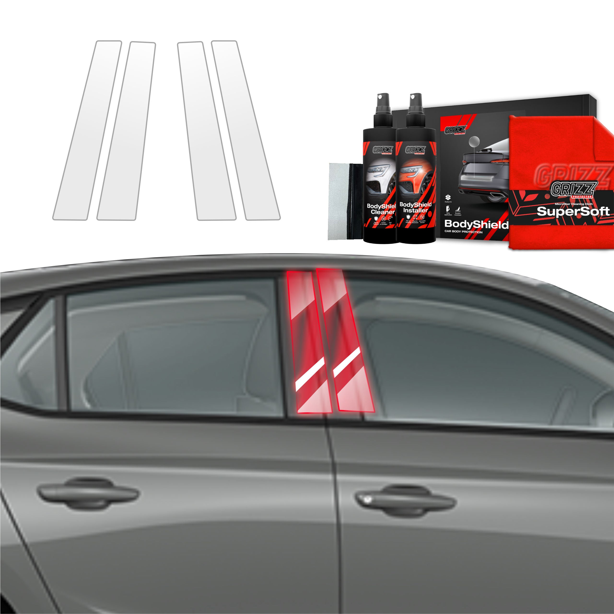 4in1 Schutzfolie Grizz Protector für B-Säule - Opel Corsa (2023- 2025)