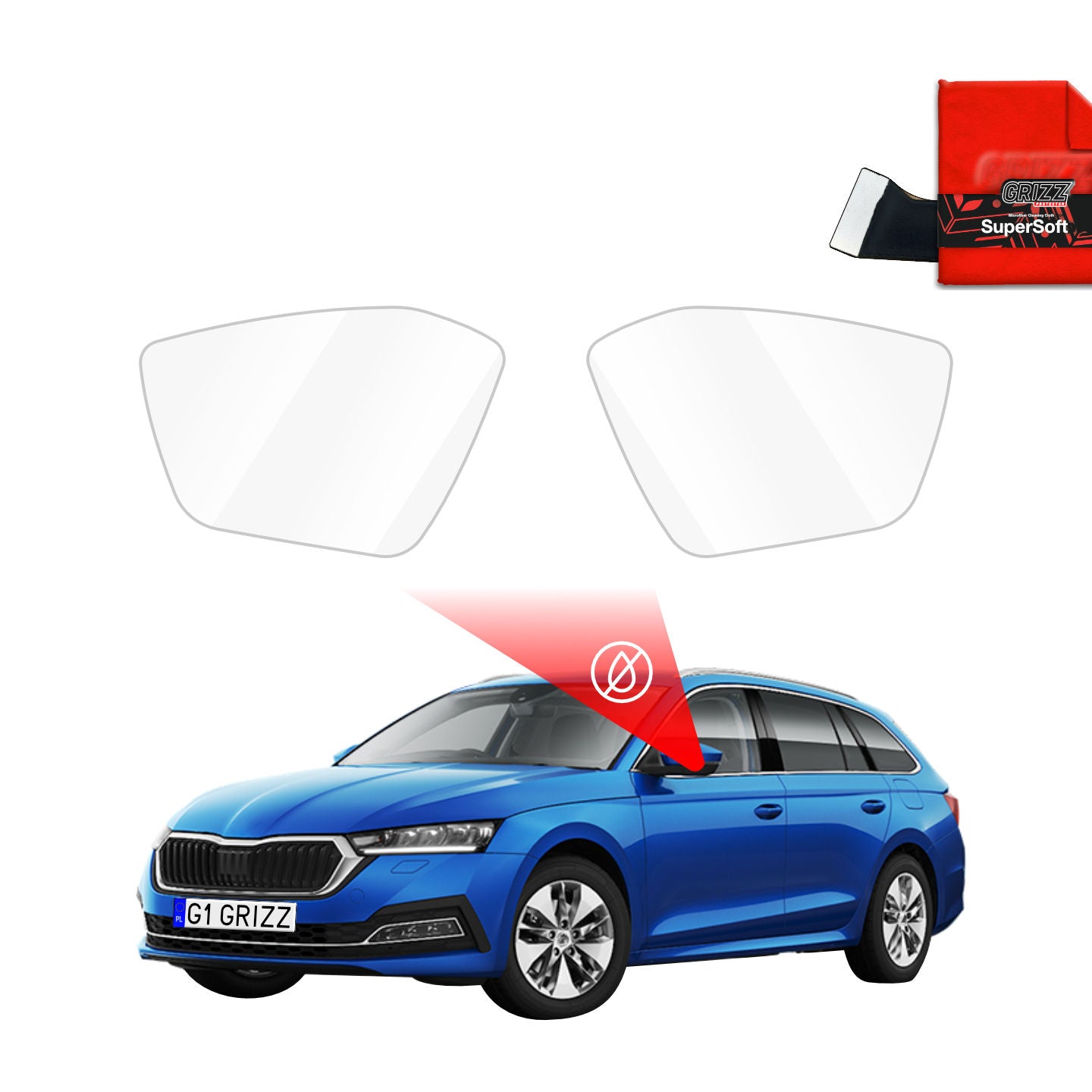 Regenschutzfolie Grizz Protector für Außenspiegel - Skoda Octavia 4 (2020-2026)