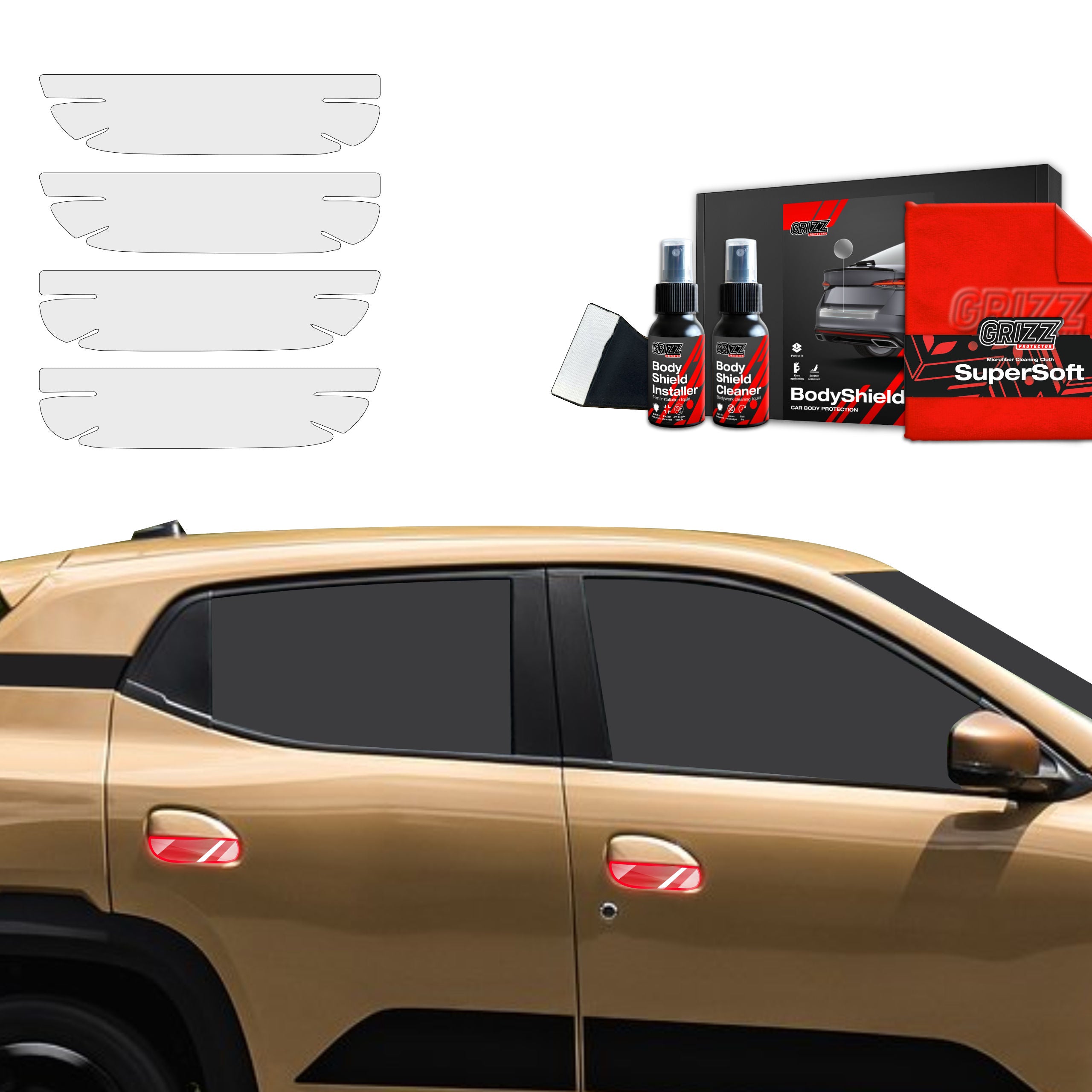 4in1 Schutzfolie Grizz Protector für Türgriffmulden - Dacia Spring (2024-2026)