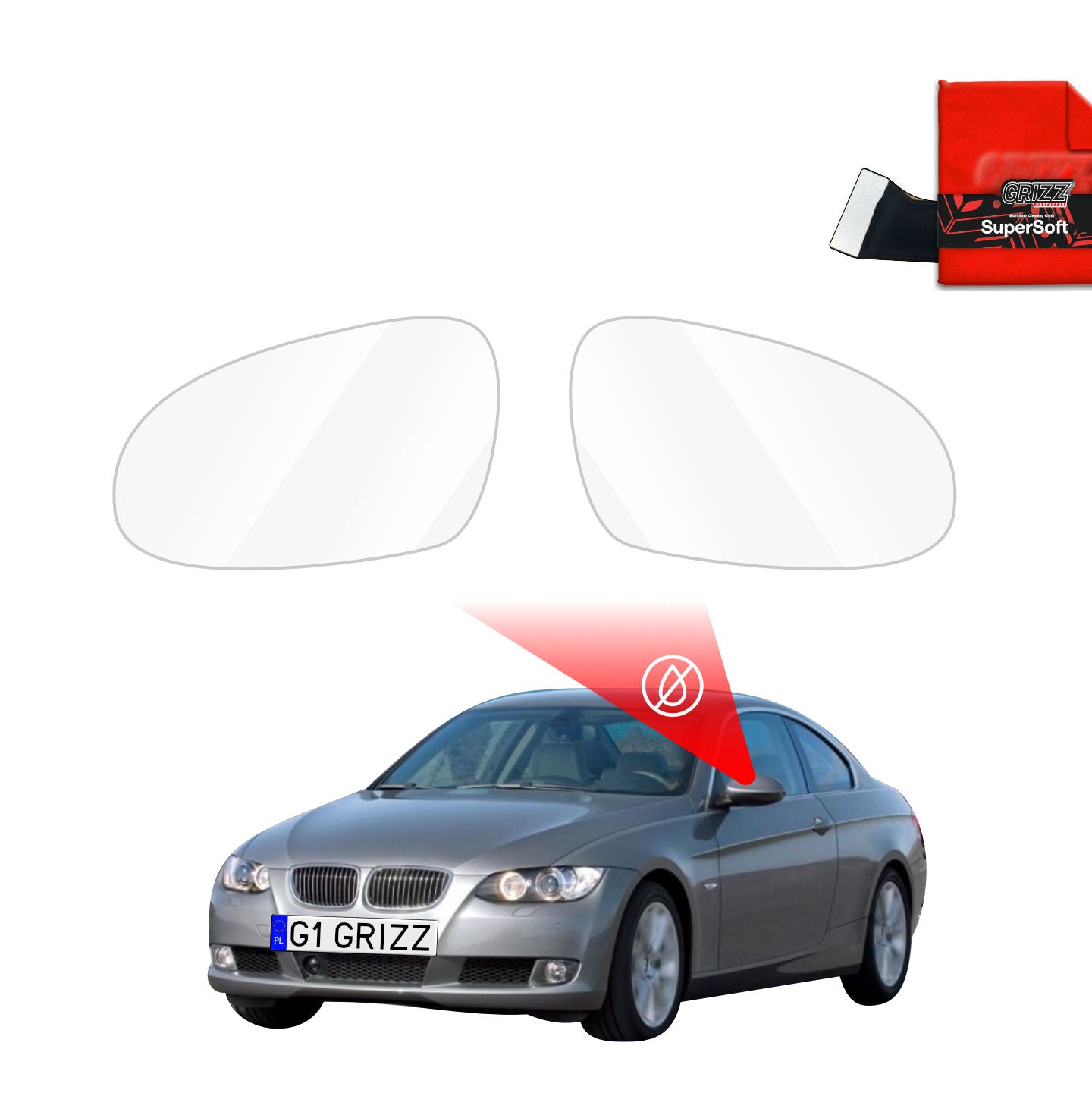 Regenschutzfolie Grizz Protector für Außenspiegel - BMW 3 E92 Coupe Pre-LCI (2006-2010)