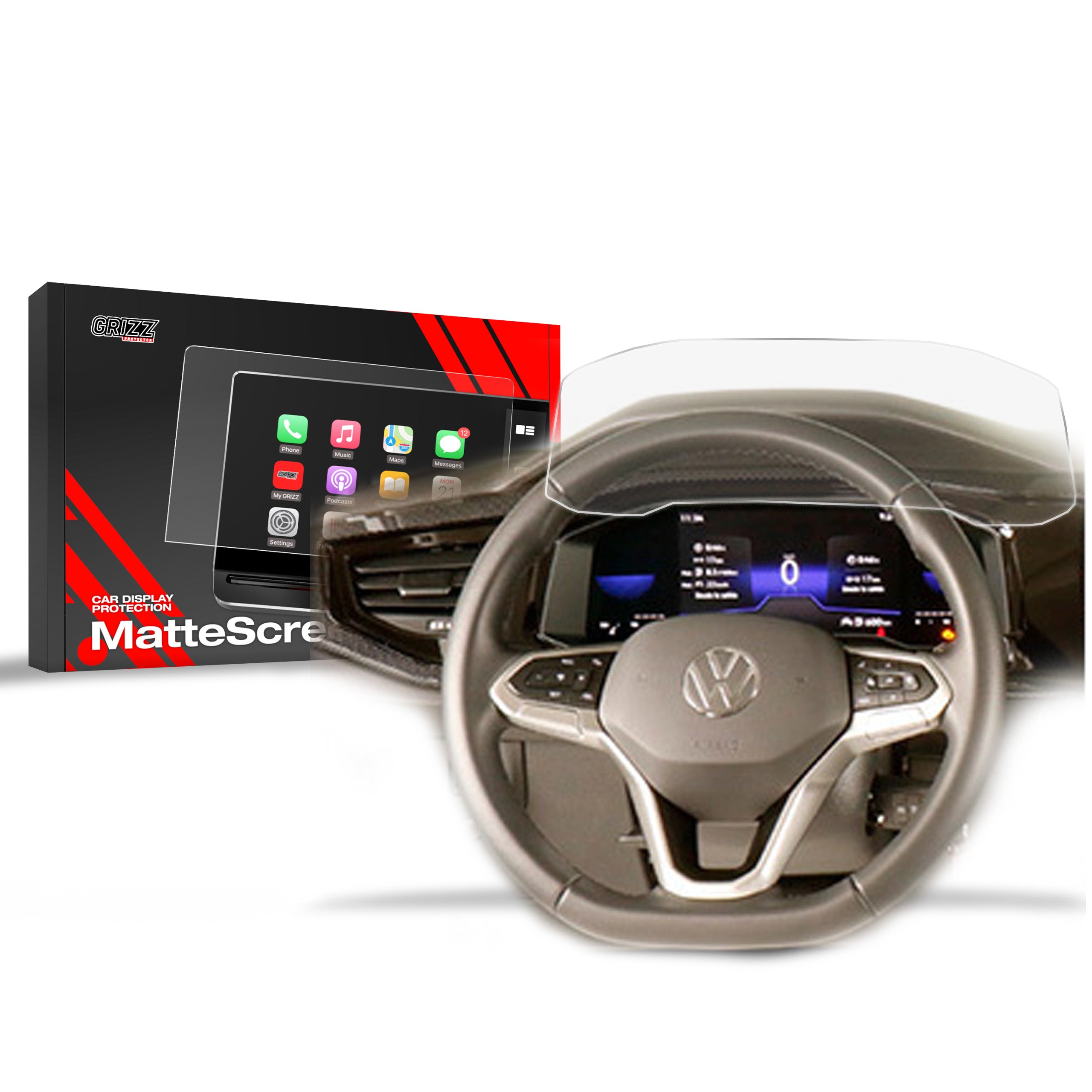 Matte Autodisplayfolie für Volkswagen Polo Digital Cockpit 8" (2023-2026), Grizz Protector