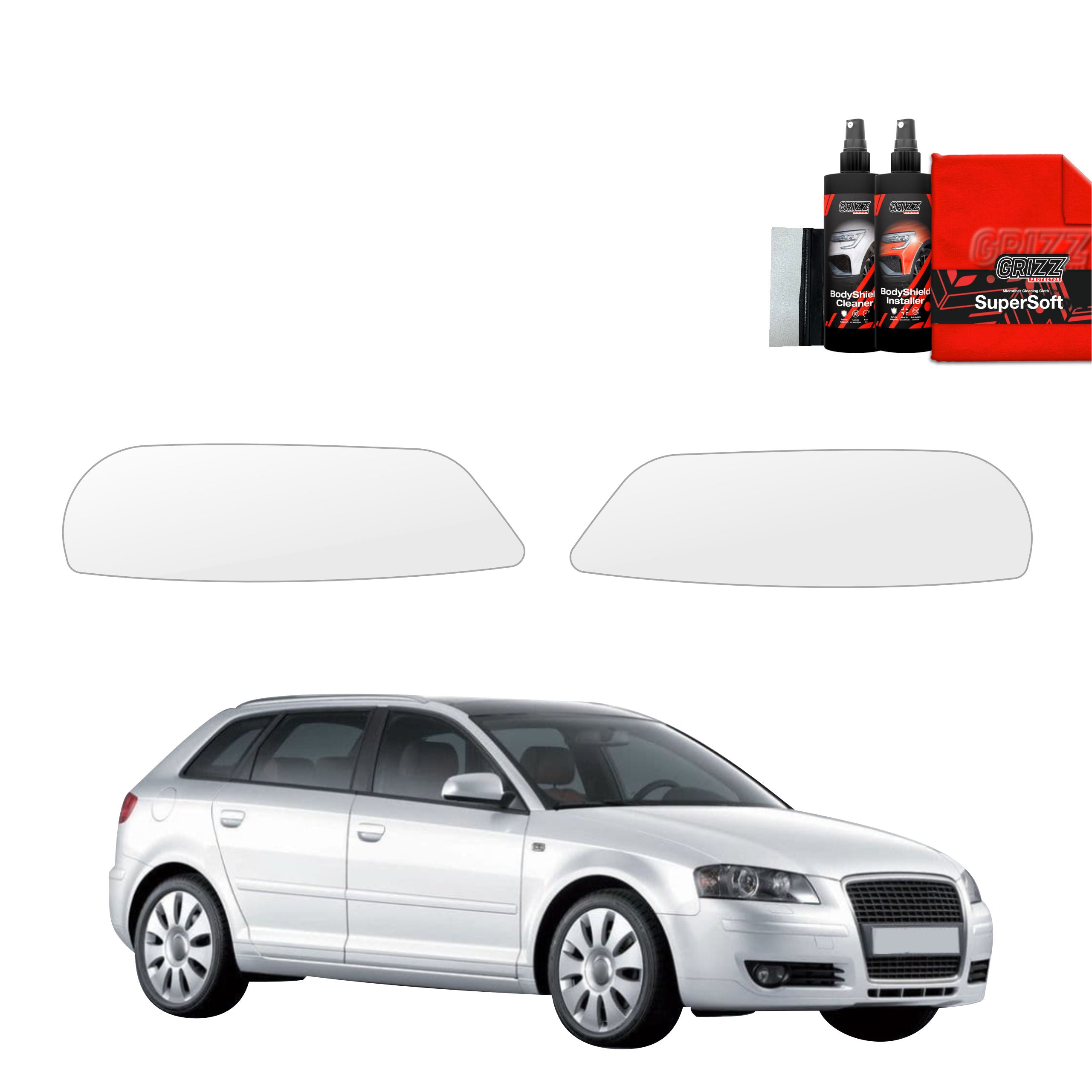 2in1 Schutzfolie Grizz Protector für Scheinwerfer - Audi A3 8P Hatchback 5D (2008-2012)
