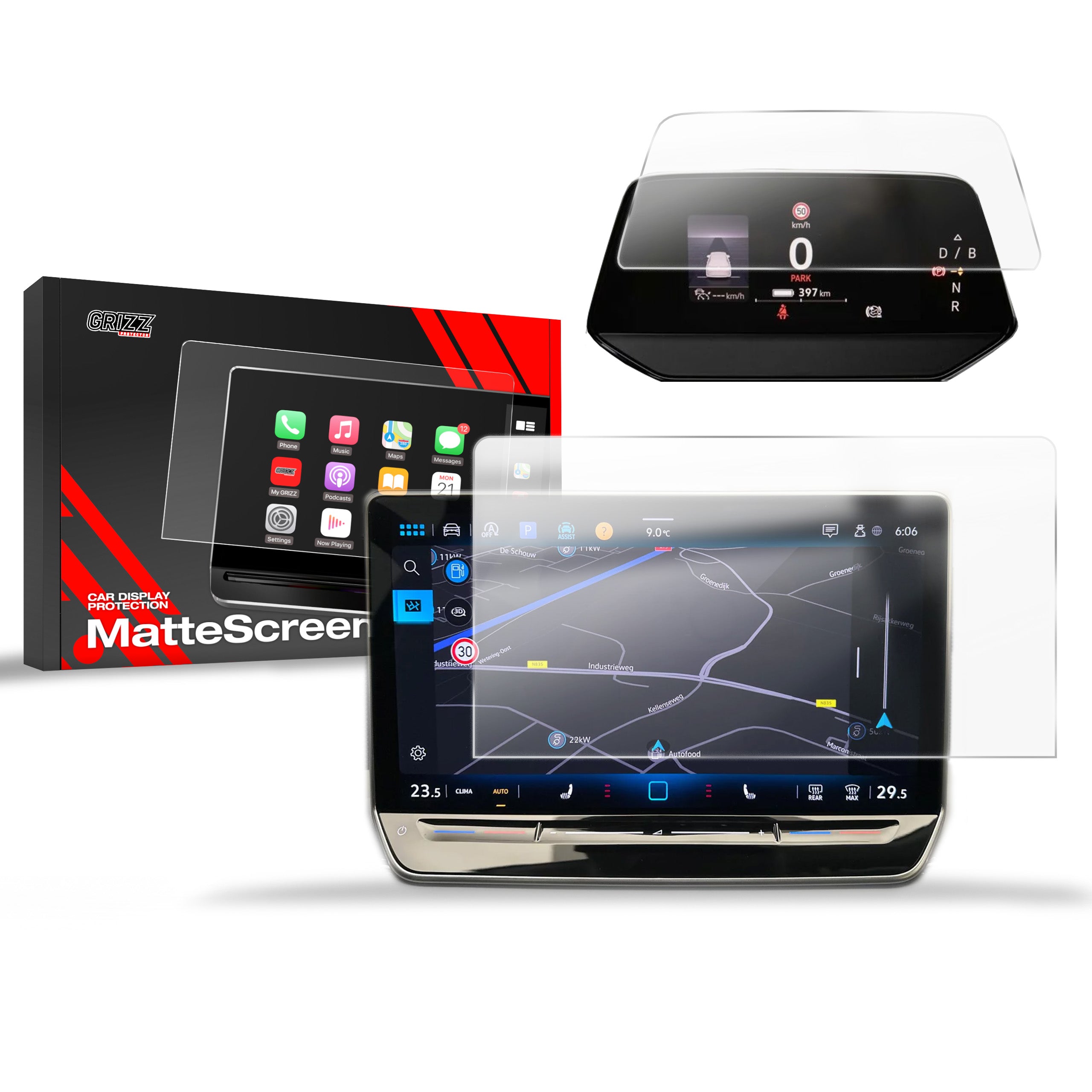 Matte Autodisplayfolie 2in1 für Volkswagen ID.5 12,9" (2024-2026), Grizz Protector