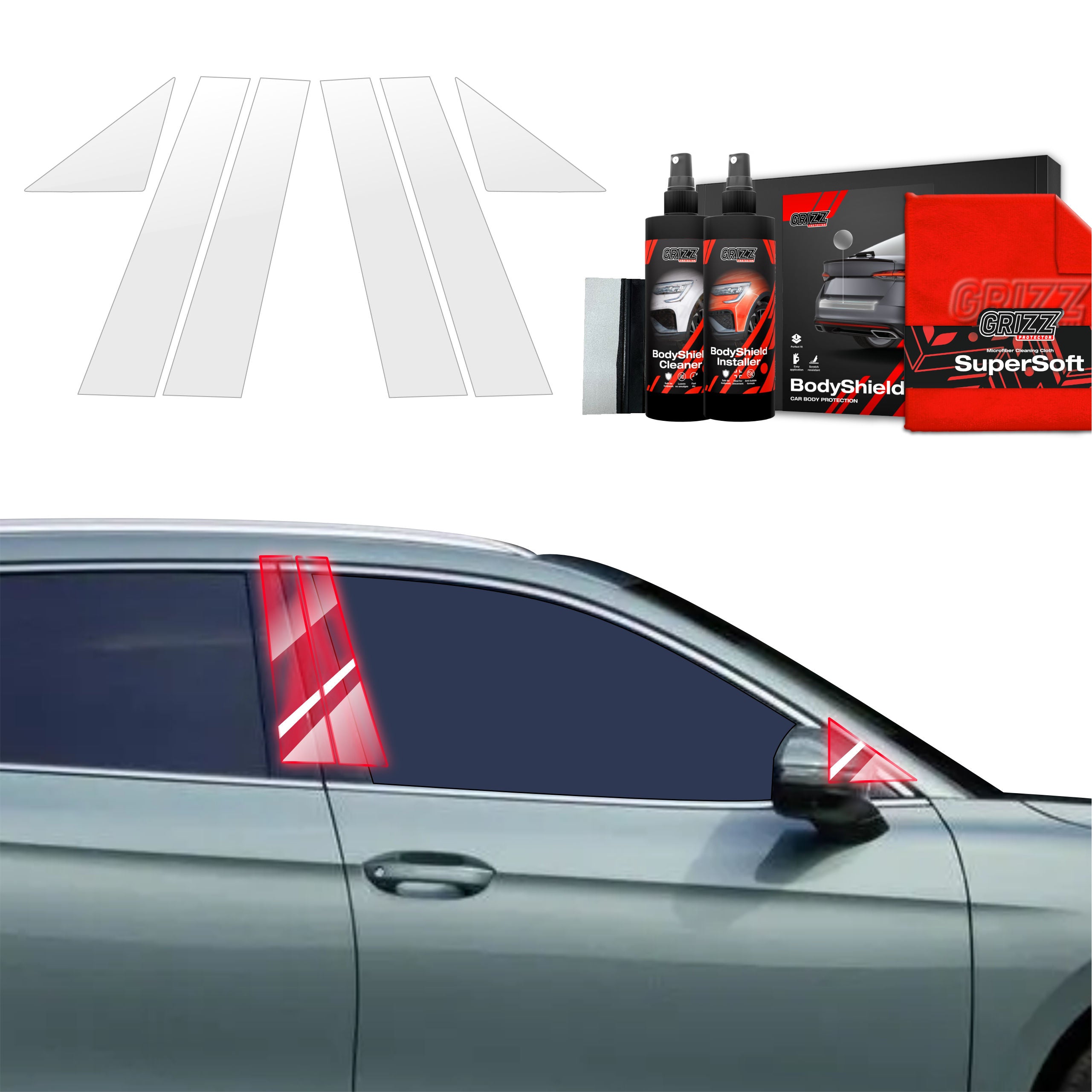 6in1 Schutzfolie Grizz Protector für A-B-Säule - Volkswagen VW Passat B9 (2024-2026)