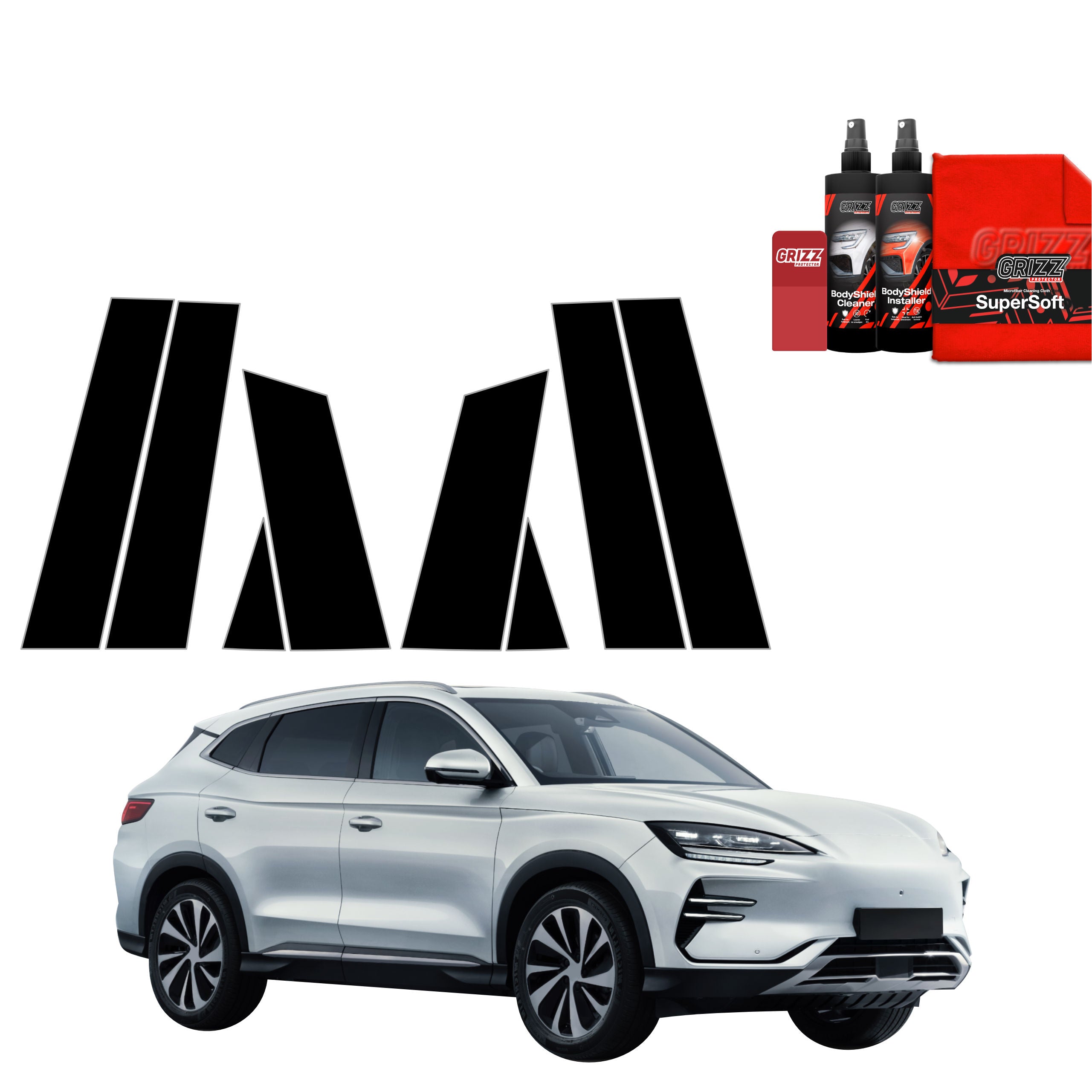 8in1 Schwarze Grizz Protector schutzfolie für B-C-Säule - BYD Seal U (2024-2026)