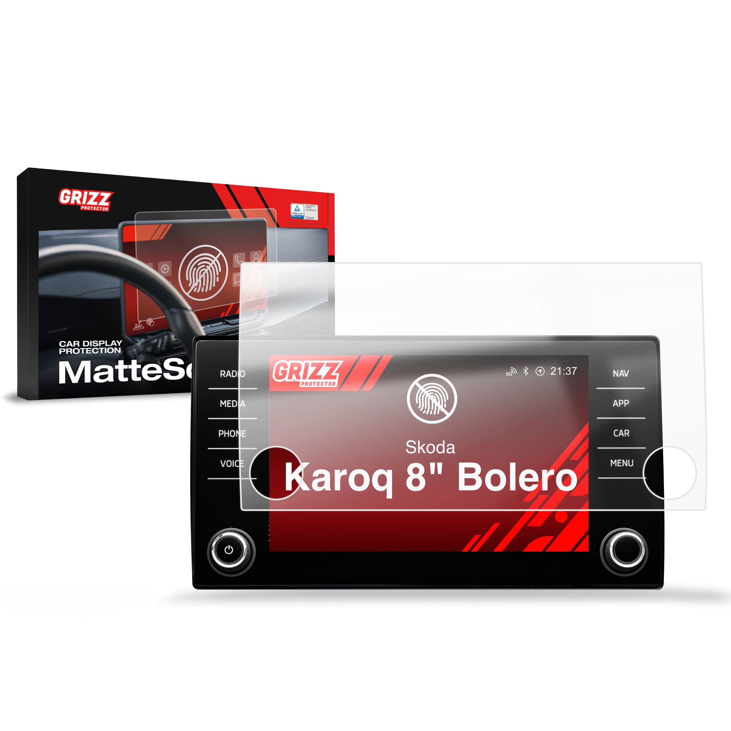 Matte Autodisplayfolie für Skoda Karoq 8" Bolero (2017-2026), Grizz Protector