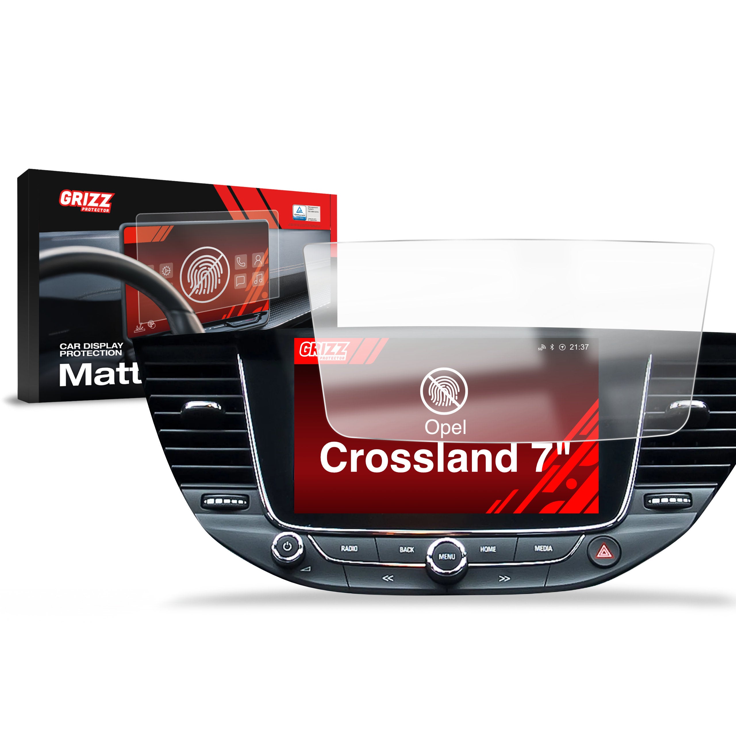 Matte Autodisplayfolie für Opel Crossland (2017-2024) 2 gen., Grizz Protector