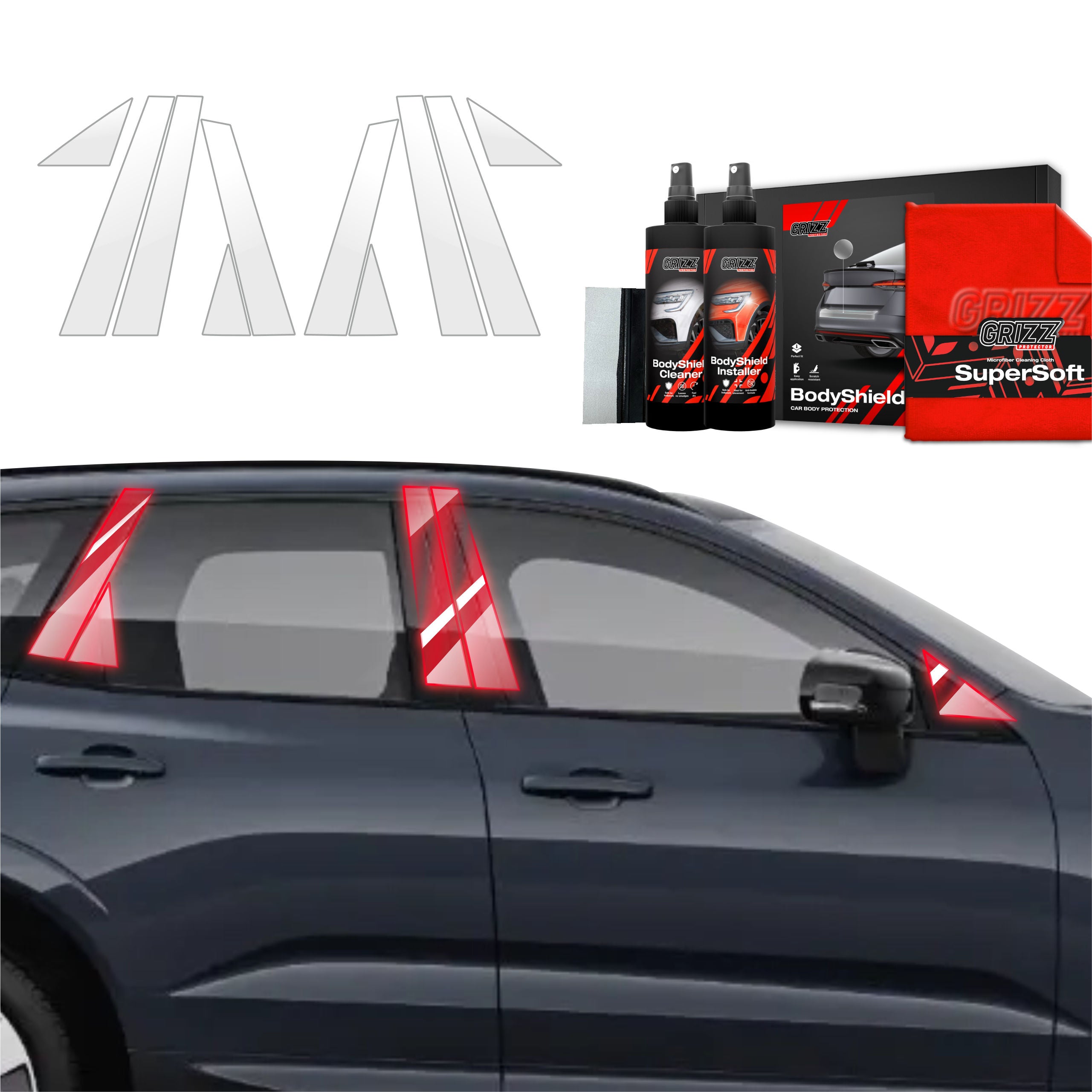 6in1 Schutzfolie Grizz Protector für B-C-Säule - Volvo XC60 2 (2022-2026)