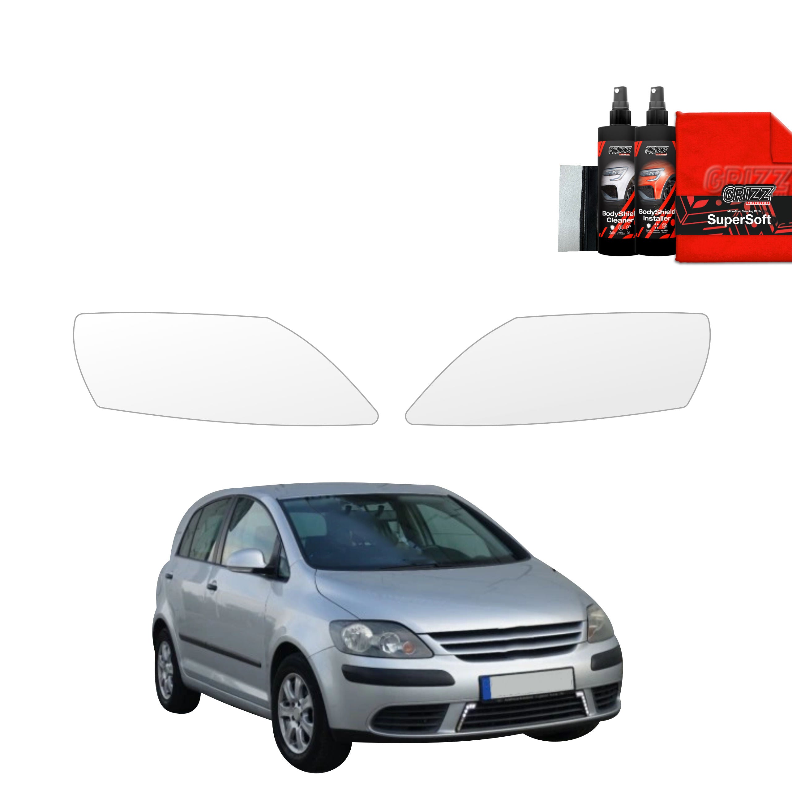 2in1 Schutzfolie Grizz Protector für Scheinwerfer - Volkswagen Golf Plus Hatchback 5D (2004-2008)