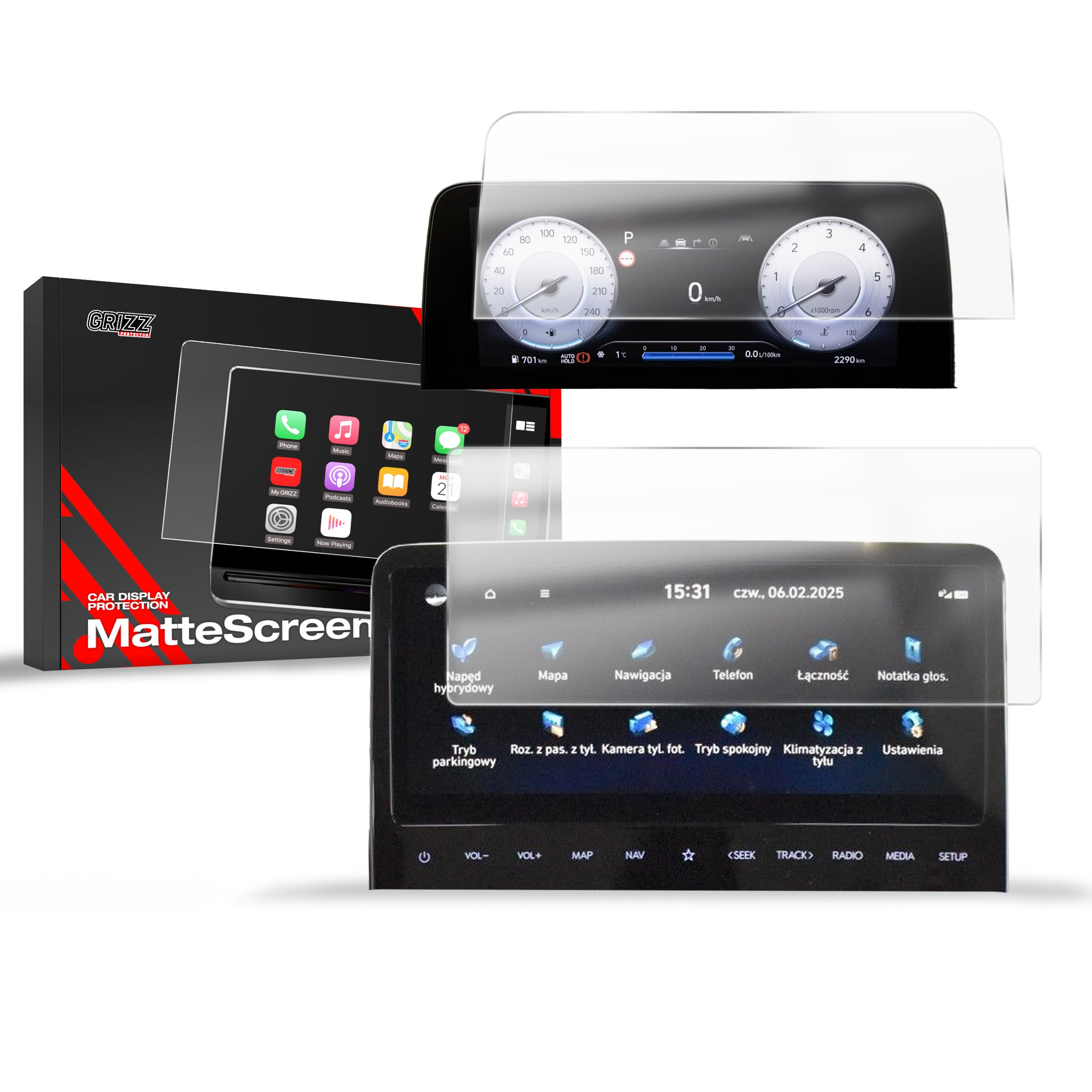 Matte Autodisplayfolie 2in1 für Hyundai Staria 10,25" (2021-2026), Grizz Protector